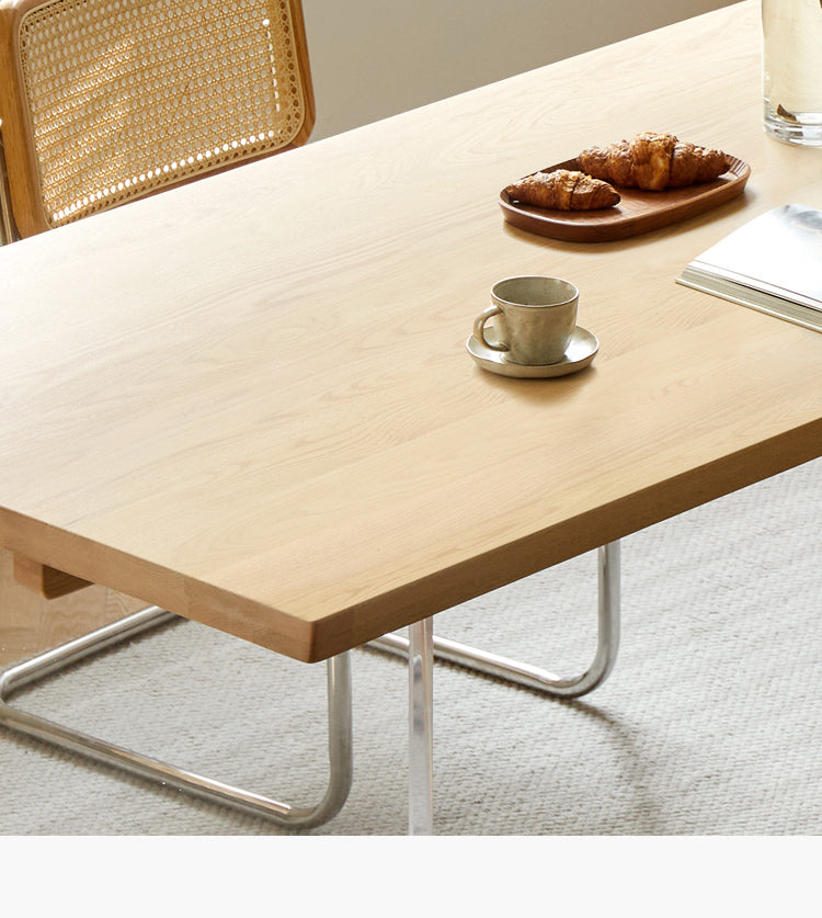 Solid Oak & Cherry Wood Acrylic Suspension Dining Table - Modern Floating Design for Small Spaces, Kitchens & Contemporary Dining Rooms