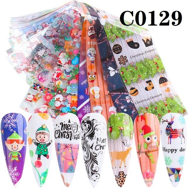 Christmas Cartoon Nail Art Foils - 10pcs Holiday Nail Decals for DIY Manicure, Perfect for Christmas Parties & Gift Giving