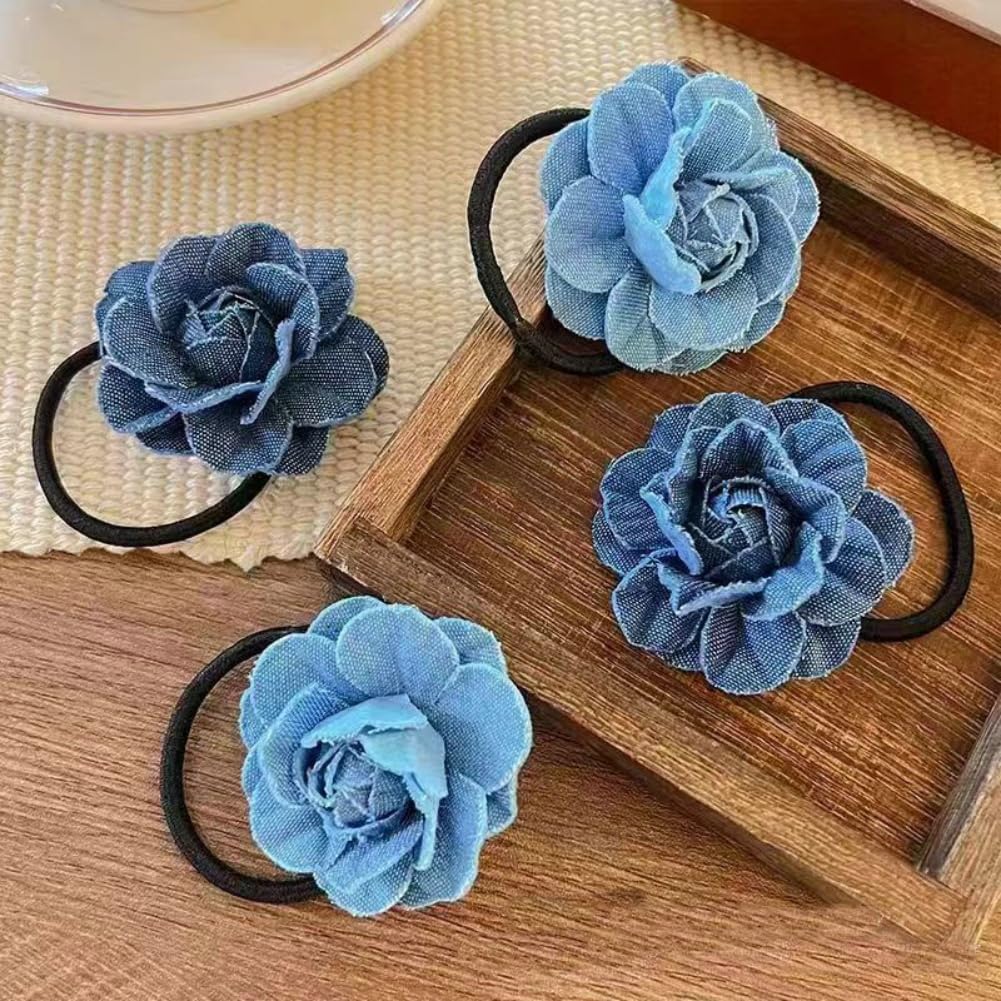 LOVEF 3-Piece Korean Style Hair Accessories Set - Cowgirl Fabric Flower Hair Rings, Hair Ropes & Rubber Bands for Women & Girls | Perfect for Western Outfits, Country Concerts & Boho Fashion