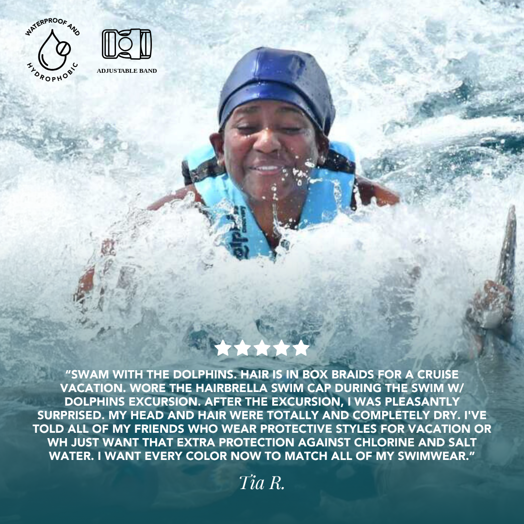 Waterproof Swim Cap for Braids & Protective Hairstyles - Silicone Hair Protection for Swimming, Showering & Water Activities