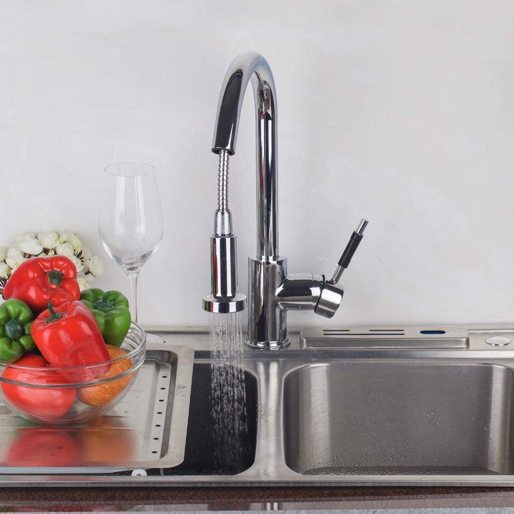 Dual Function Solid Brass Pull-Out Kitchen Faucet with Swivel Spout - Perfect for Vessel Sinks & Modern Bathrooms | Ideal for Cooking, Washing Dishes & Bathroom Vanities