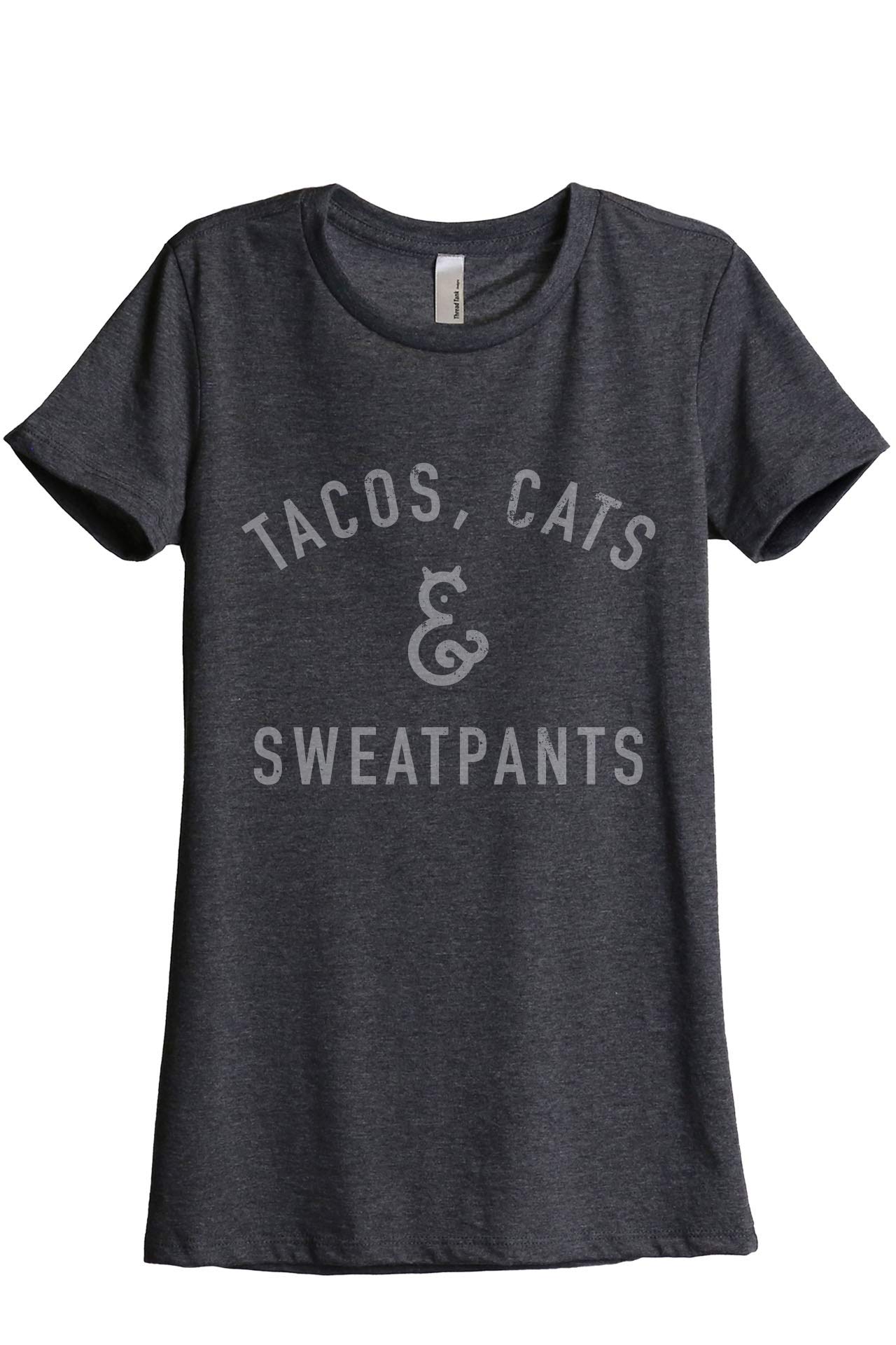 Women's Relaxed Fit T-Shirt with Fun Tacos & Cats Print - Comfortable Casual Tee for Lounge Wear, Weekend Outfits & Cat Lovers