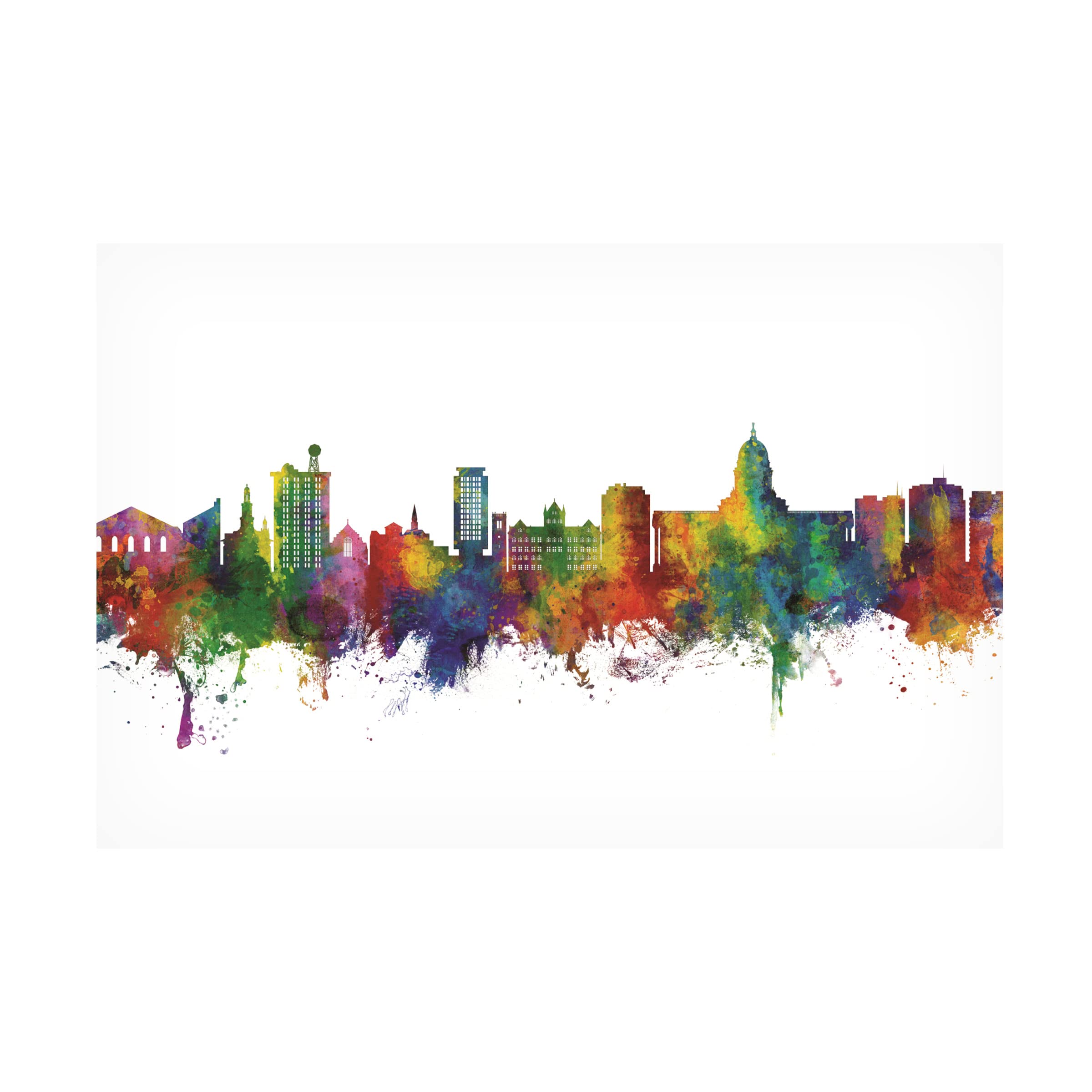 Michael Tompsett Madison Wisconsin Skyline Canvas Art Print - Modern Cityscape Wall Decor for Living Room, Office & Bedroom - Perfect Gift for Home & Business