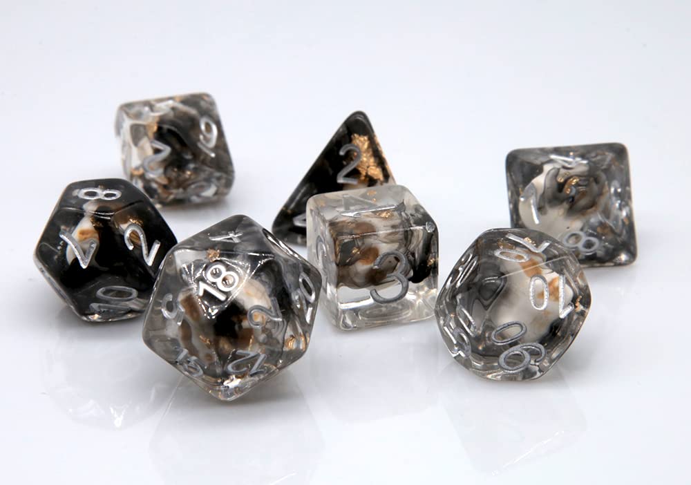 Premium Polyhedral Dice Set for D&D, RPG & MTG - 7-Piece HS Dice Skull Set with D20, D12, D10, D8, D6 & D4 - Sparkle Skull Design for Tabletop Gaming, Dungeons & Dragons Campaigns & Magic: The Gathering Battles