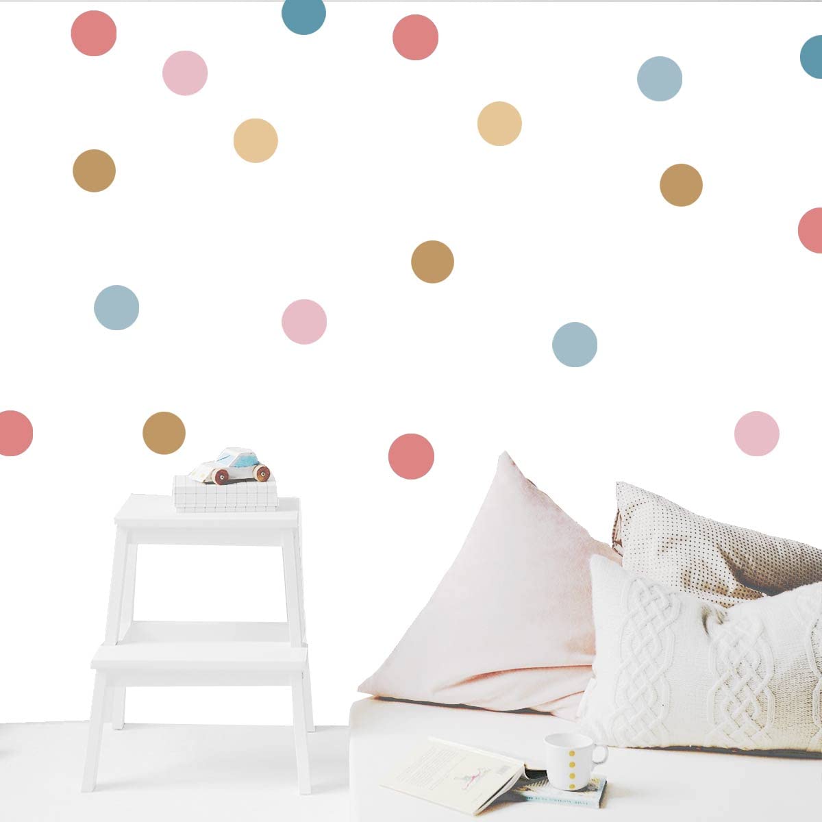 Colorful Peel and Stick Wall Decals - Morandi Dots Nursery Decor for Baby Rooms, Kids Bedrooms & Playrooms | Easy DIY Wall Stickers for Boys & Girls