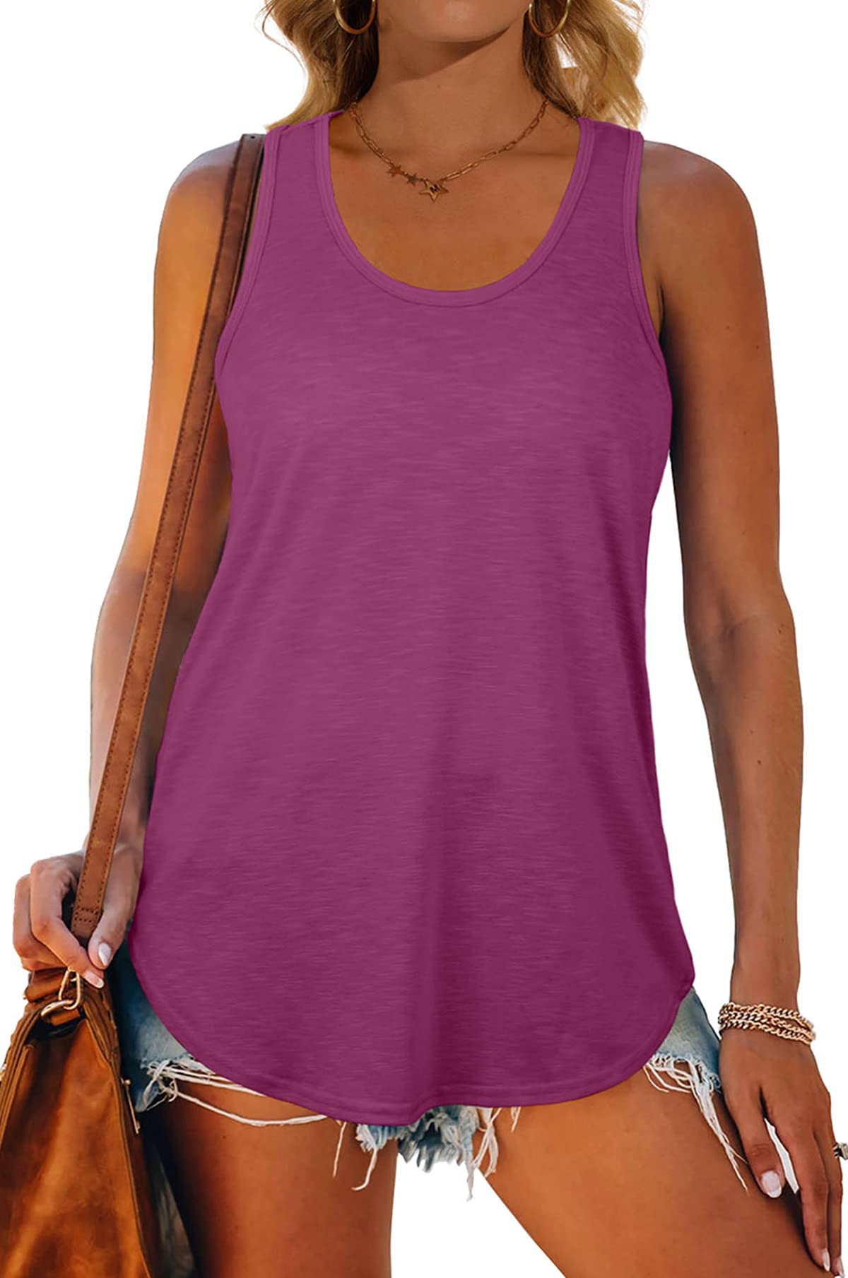 Women's Racerback Tank Tops - Loose Fit Summer Shirts for Casual Wear, Workout & Beach Outfits
