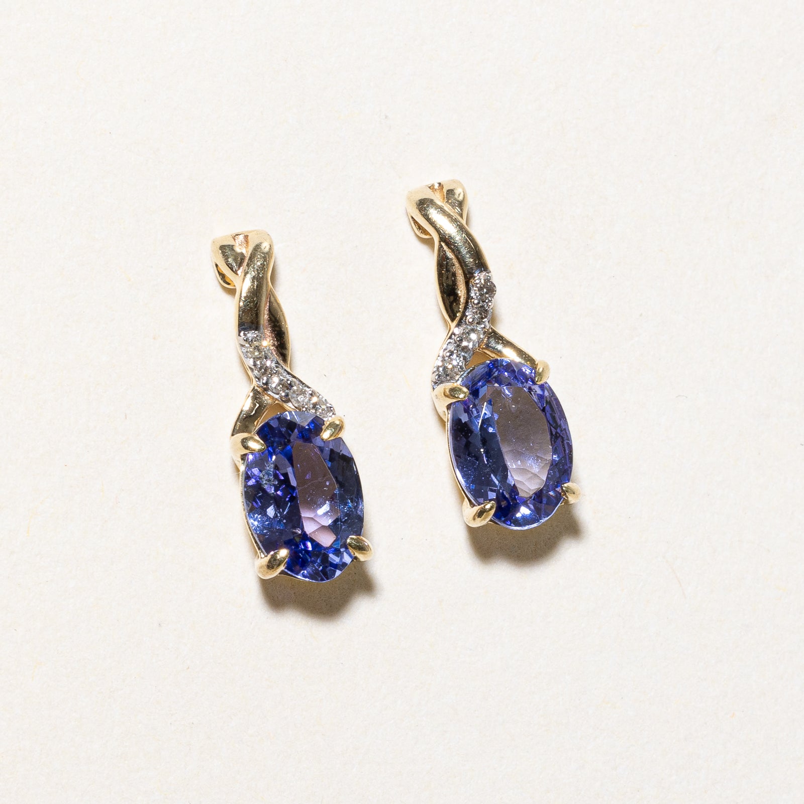 1.00ctw Oval Cut Tanzanite & Diamond Drop Earrings for Women | 0.03ctw Diamond Accents | Elegant Dangling Jewelry for Parties, Weddings & Special Occasions