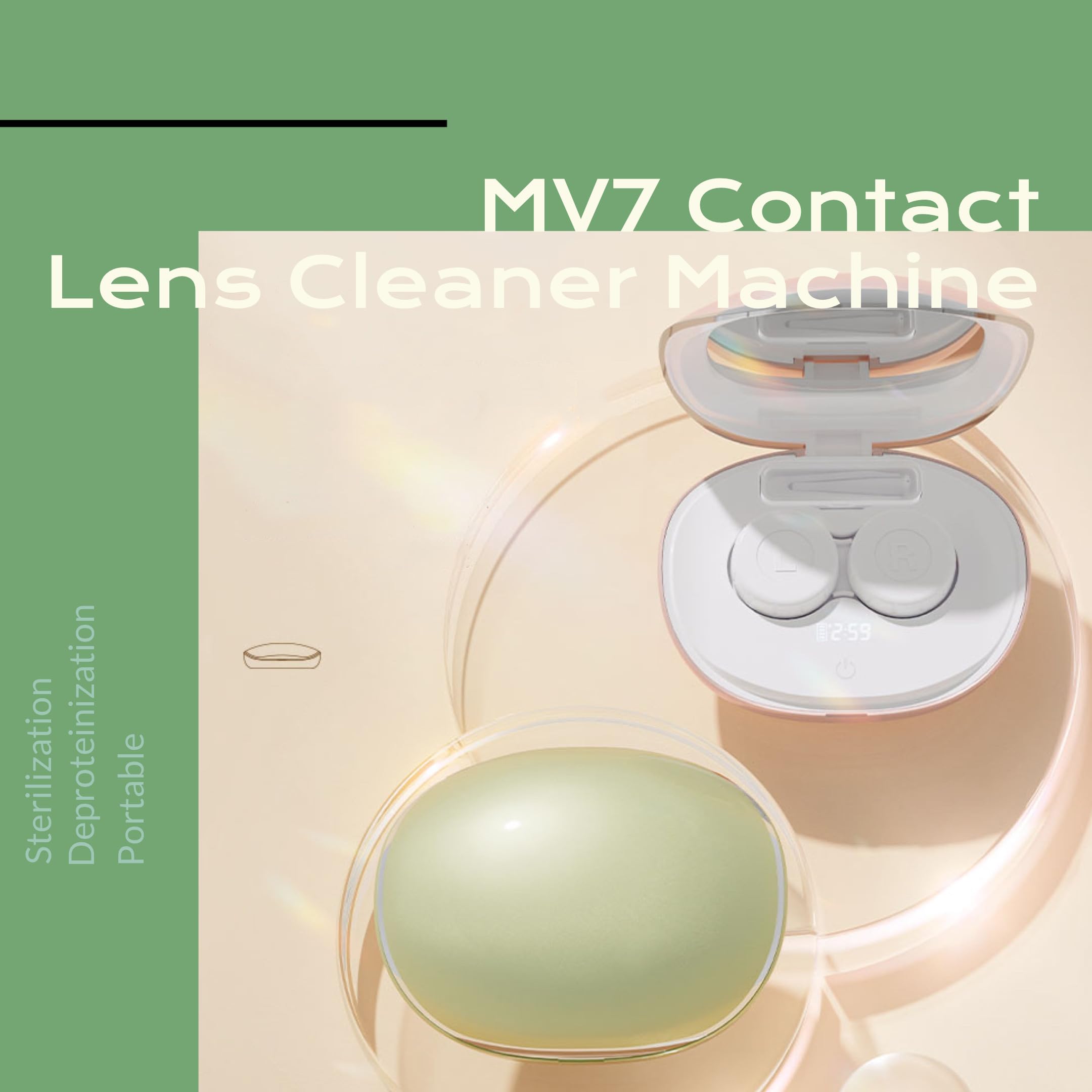 MV7 Contact Lens Cleaner & Hydration Machine - Automatic Cleaning & Disinfecting Solution for Daily Soft Contacts Care | Perfect for Travel, Home & Office Use