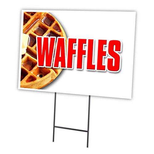 18x24 Inch Waffles Yard Sign with Stake - Durable Outdoor Plastic Coroplast Sign for Windows, Lawn, Garden & Events - Perfect for Advertising, Political Campaigns & Home Decor