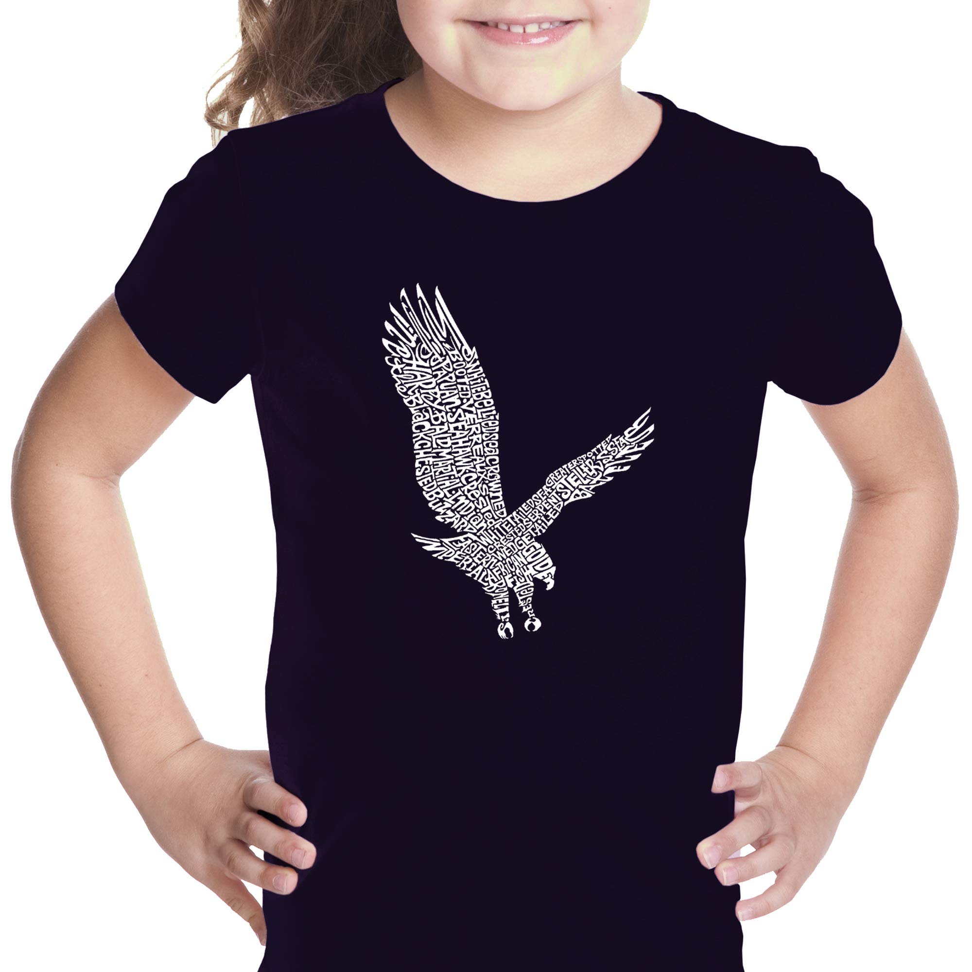 LA POP ART Girls Word Art Graphic T-Shirt - Eagle Design | Trendy Casual Wear for Teens & Kids | Perfect for School, Outings & Street Style