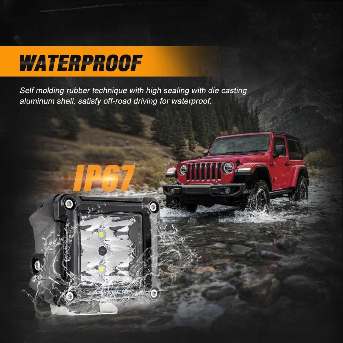 3 Inch LED Pods Light - Spot/Flood Beam with A-Pillar Mounting Brackets for 2013-2021 Polaris Ranger Models | PRO FIT Cage Compatible | Off-Road, Hunting & Night Driving Lighting Upgrade