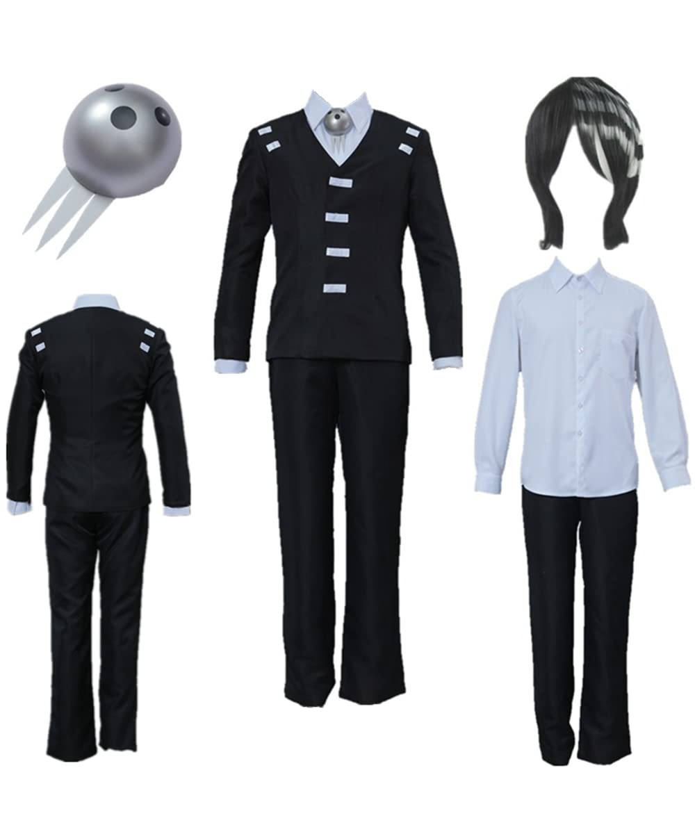 Death The Kid Black Blazer Wig & Suit Set - Anime Cosplay Costume for Men, Halloween Party Outfit | Perfect for Anime Conventions, Cosplay Events & Halloween Dress-Up