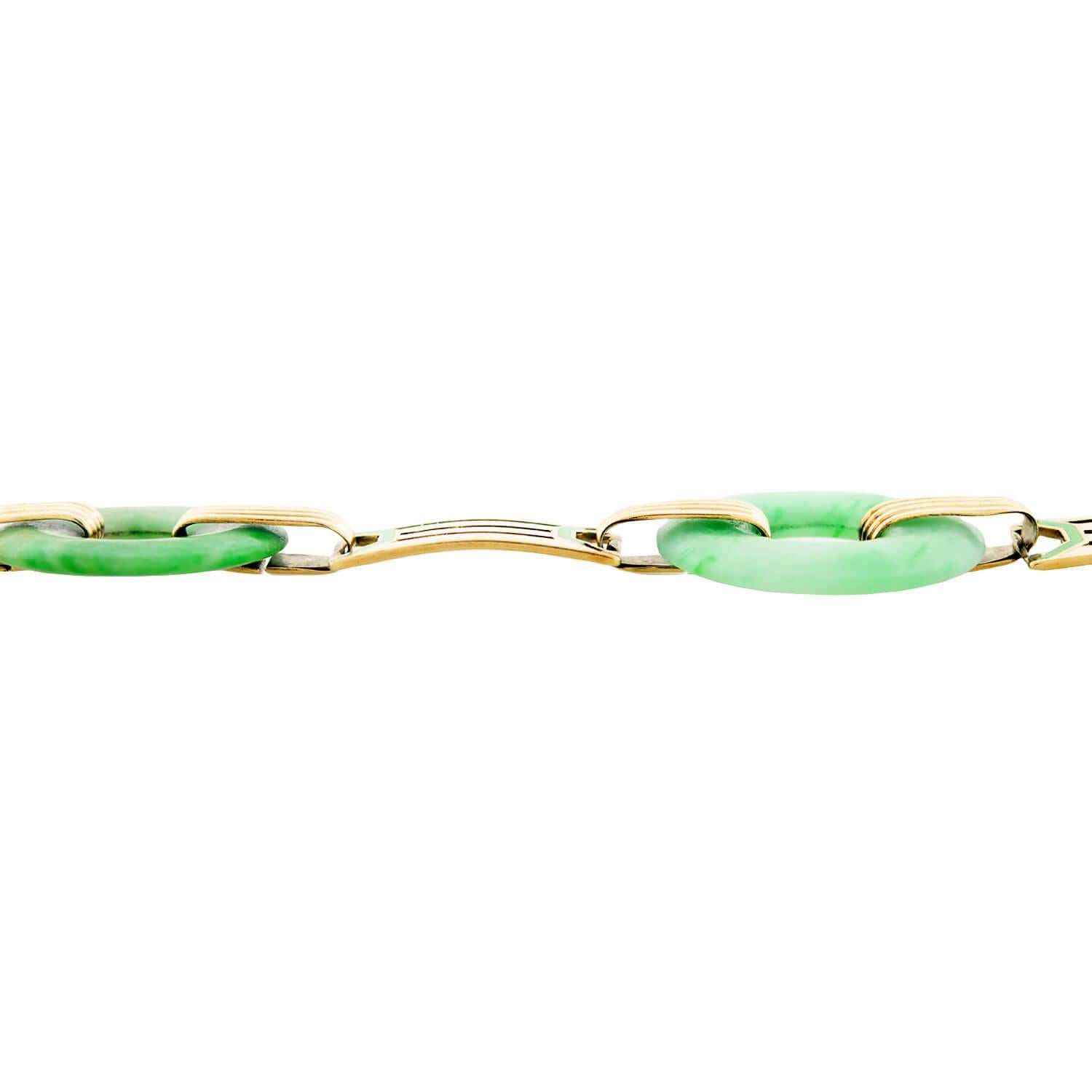 ALLSOPP STELLER INC Art Deco Jade Circles Enamel Link Bracelet - Vintage Inspired Jewelry for Women, Elegant Statement Piece for Parties, Weddings & Special Occasions