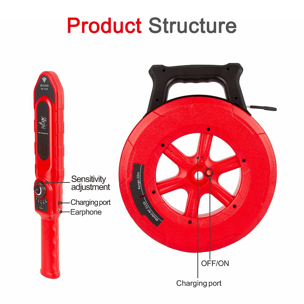 **Underground Pipe Blockage Detector & Water Pipe Locator - 40M Deep Wall Scanner for Metal & PVC Pipes - Professional Plumbing Diagnostic Tool for Clog Detection (Ideal for Home, Industrial & Plumbing Repairs)**