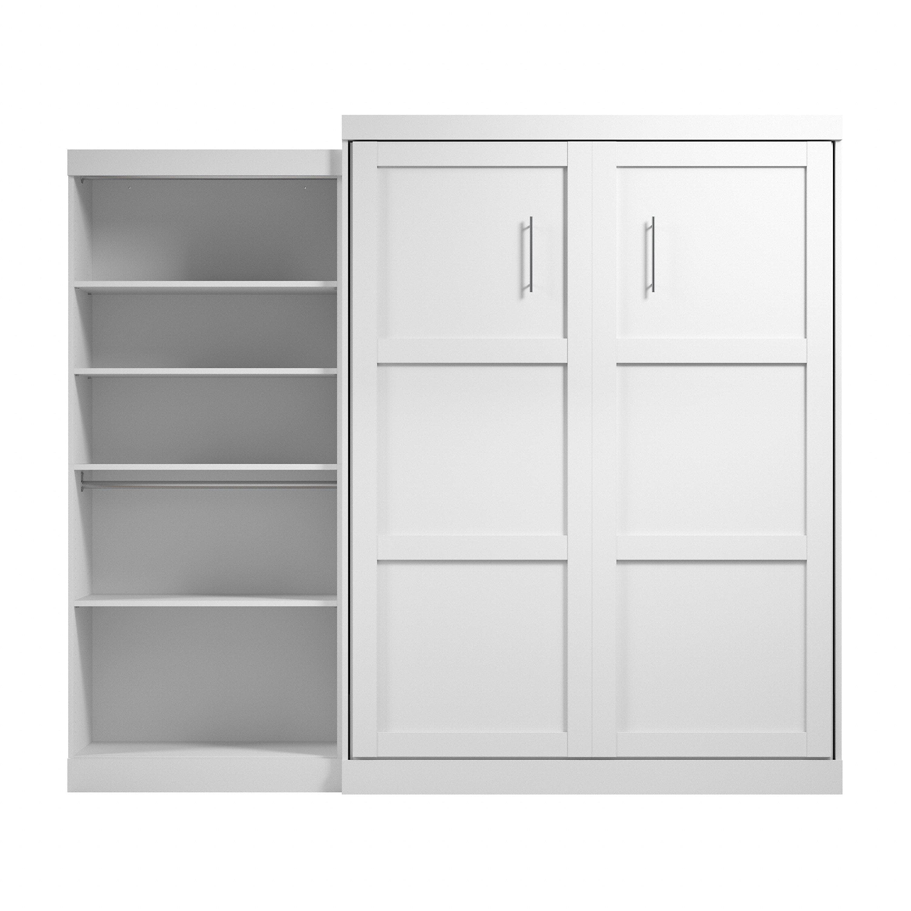 Pur Queen Murphy Wall Bed with Closet Organizer (101W) - 7 Color Options | Space-Saving Wall Bed for Small Apartments, Guest Rooms & Home Offices
