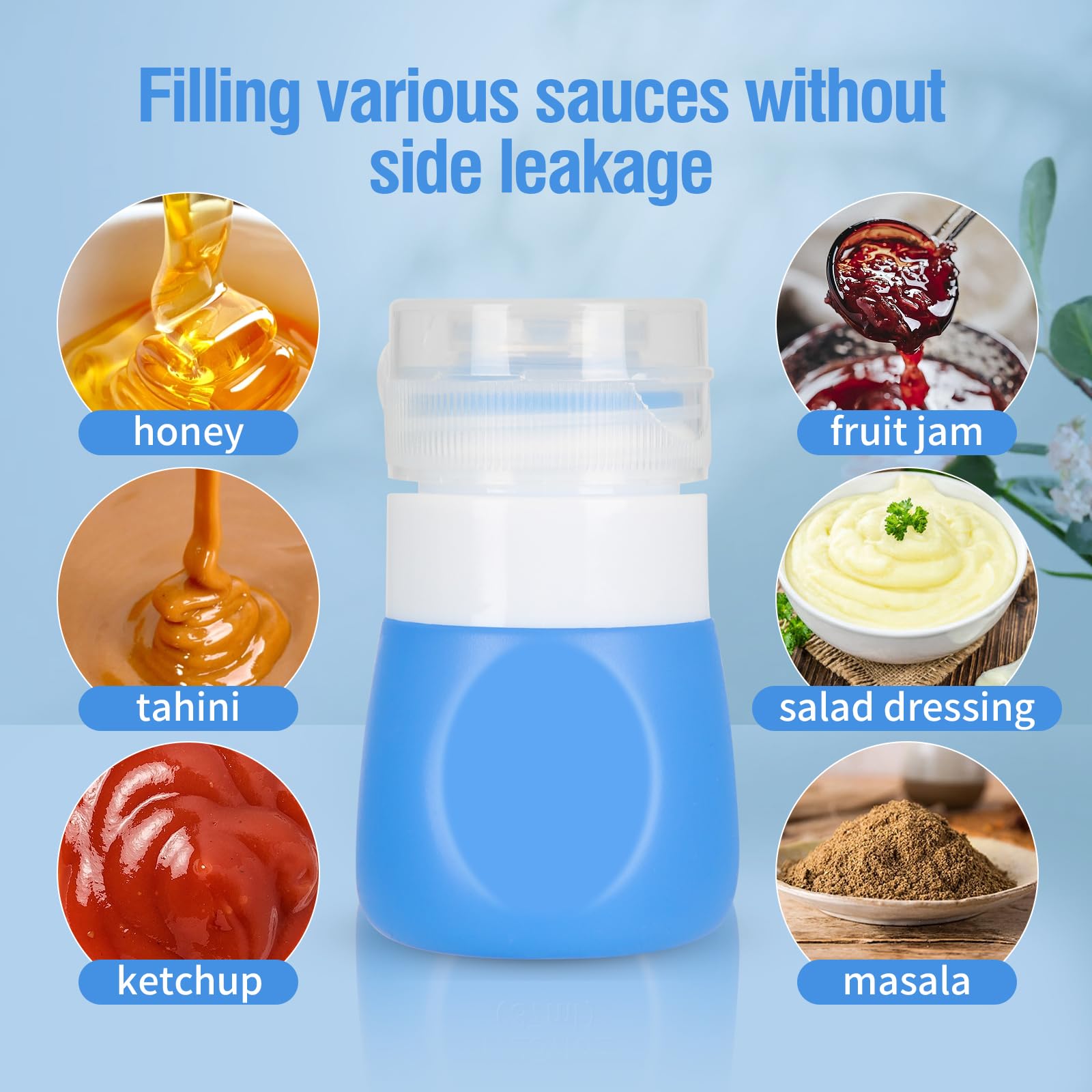 Portable 2oz Silicone Salad Dressing Bottles (Set of 4) - BPA Free for Lunch & Picnics