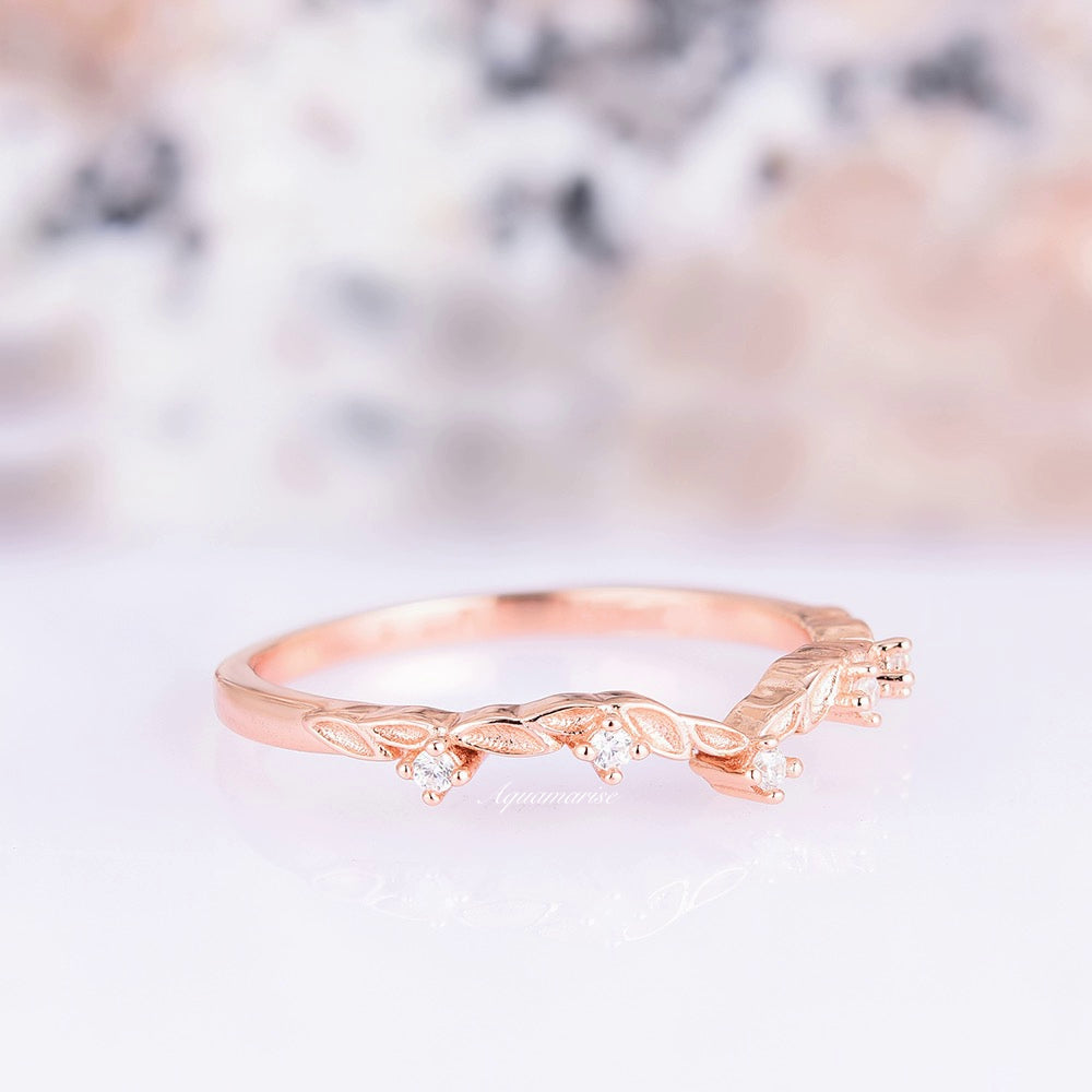 14K Solid Rose Gold Filigree Fairy Leaf Wedding Band - Elegant Nature-Inspired Ring for Brides, Engagement, Anniversary & Special Occasions