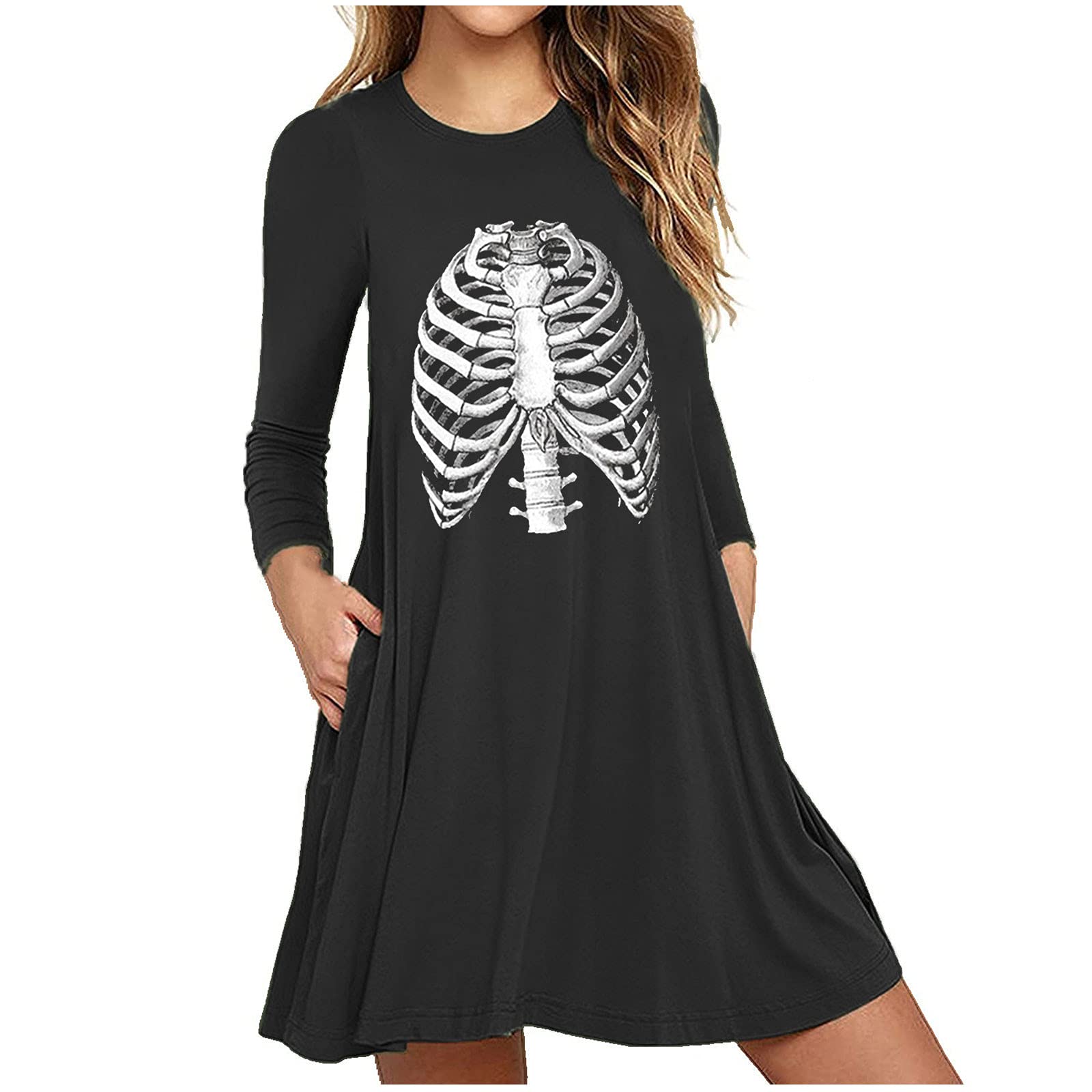 Women's Summer Butterfly Sunflower Print Long Sleeve A-Line Party Dress - Plus Size Loose Fit Sundress for Beach, Vacation & Outdoor Events