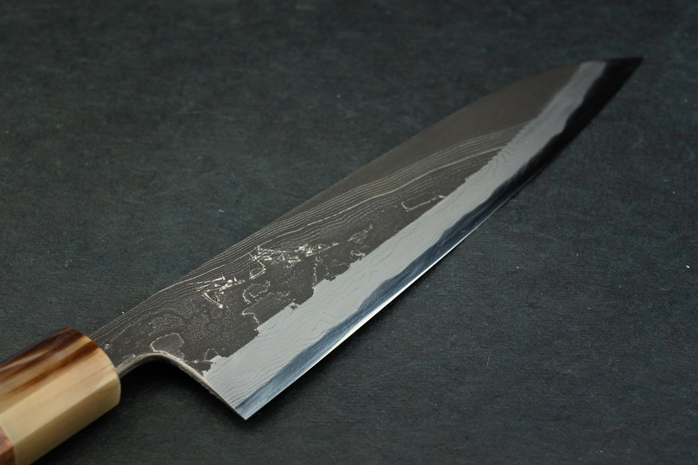 Premium Tsukasa Hinoura River Jump Gyuto 210mm Japanese Chef Knife - High Carbon Steel, Razor Sharp Blade for Sushi, Meat & Vegetable Cutting - Perfect for Professional Chefs & Home Cooking Enthusiasts