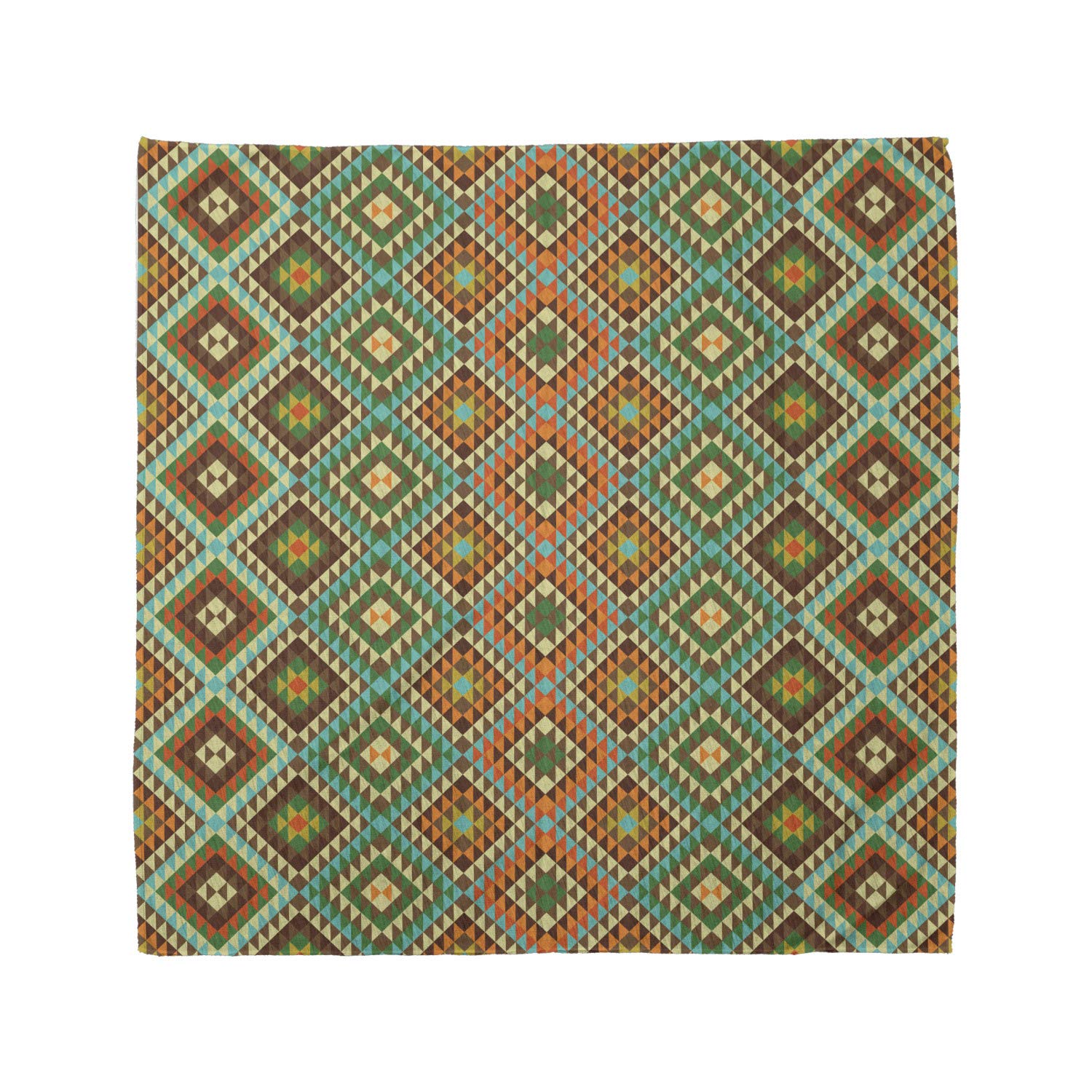 Ambesonne Earth Tones Bandana - Retro Folk Print Unisex Head Scarf & Neck Tie for Outdoor Activities, Music Festivals & Fashion Accessories