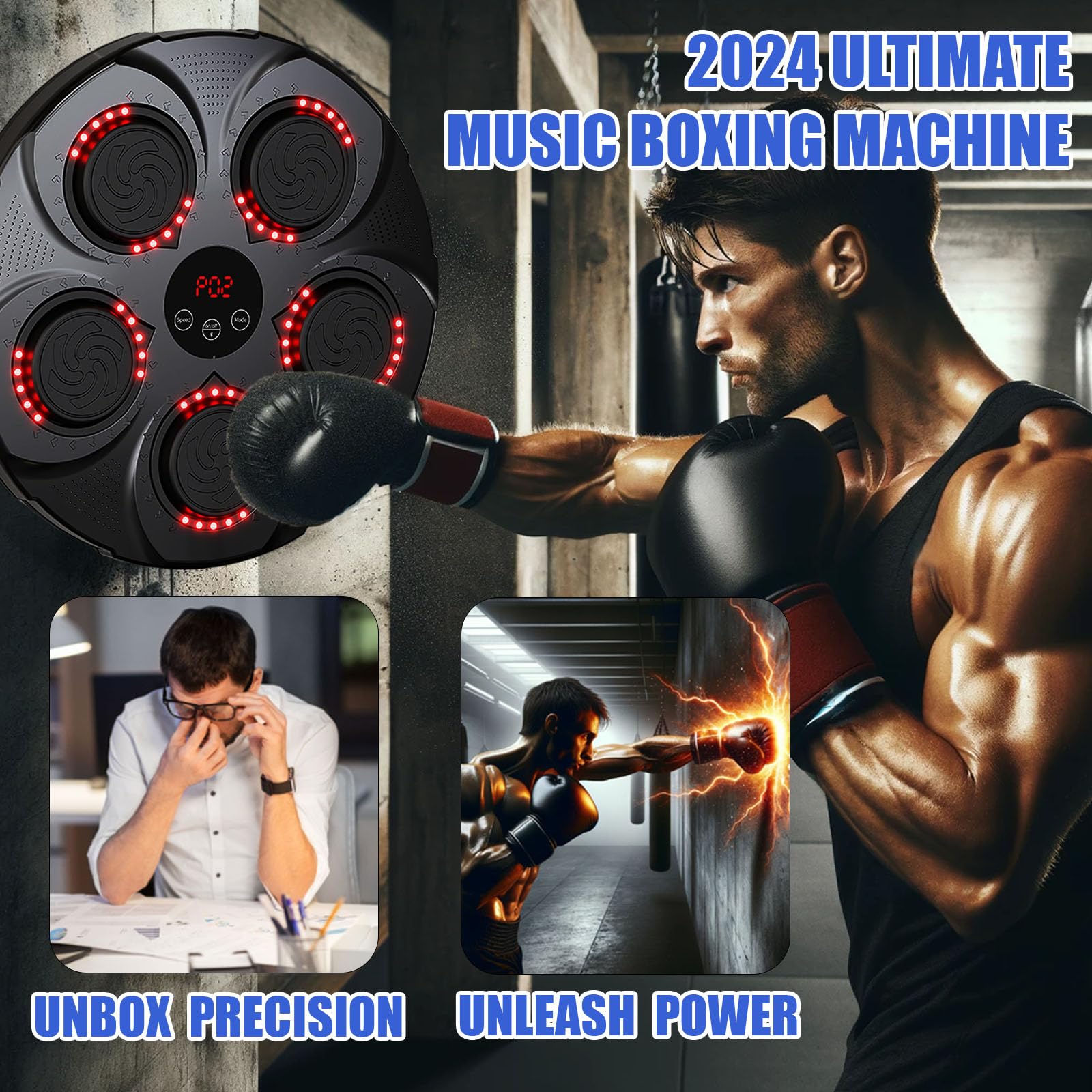 Godox 9-in-1 Smart Boxing Machine with LCD Display - Automatic Punching Bag for Home Gym, Fitness Training & Stress Relief - Compact Black Workout Equipment for Adults & Teens