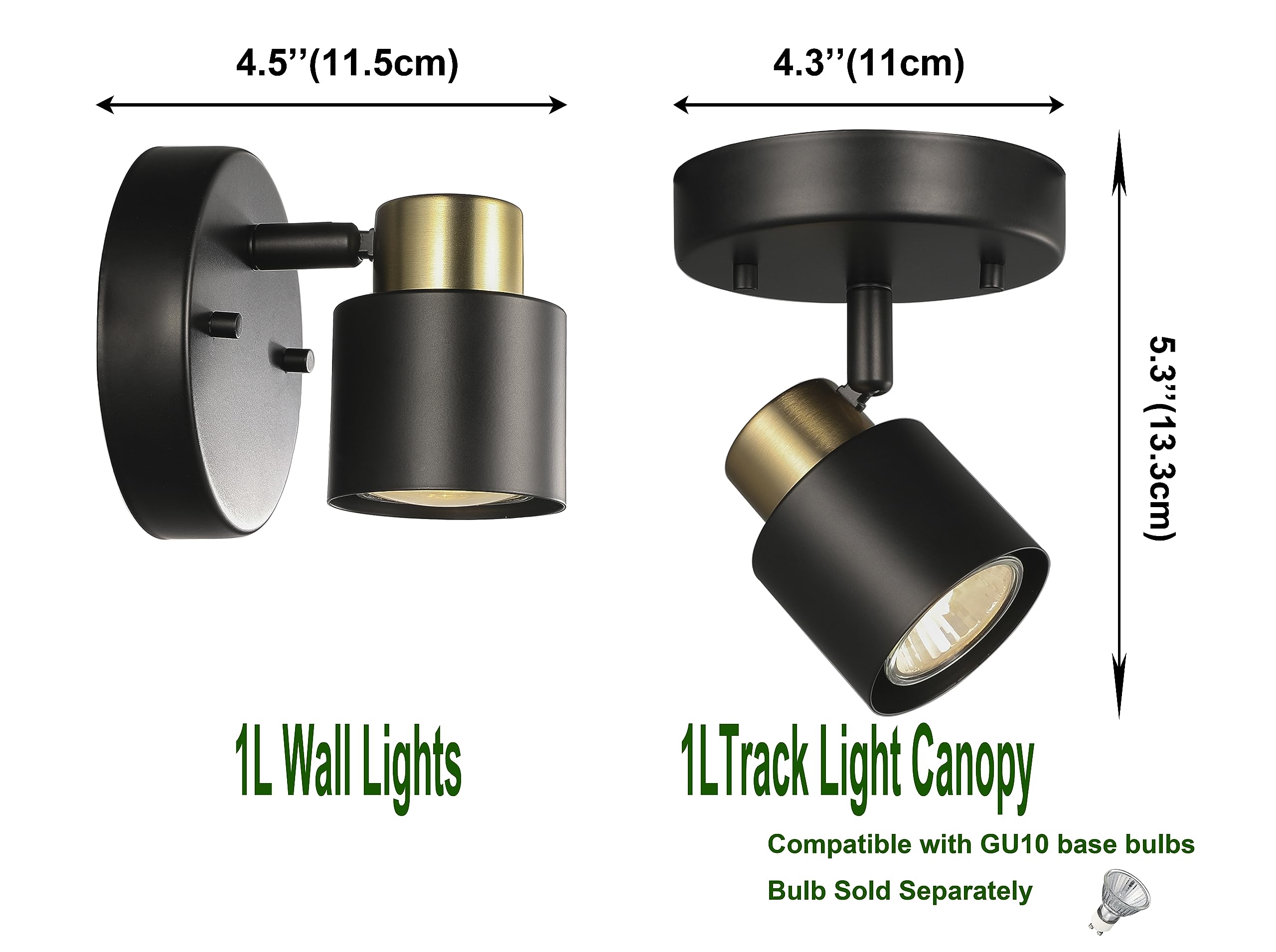 Adjustable Black Track Lighting Kit - 2 Pack for Kitchen, Hallway & Living Room