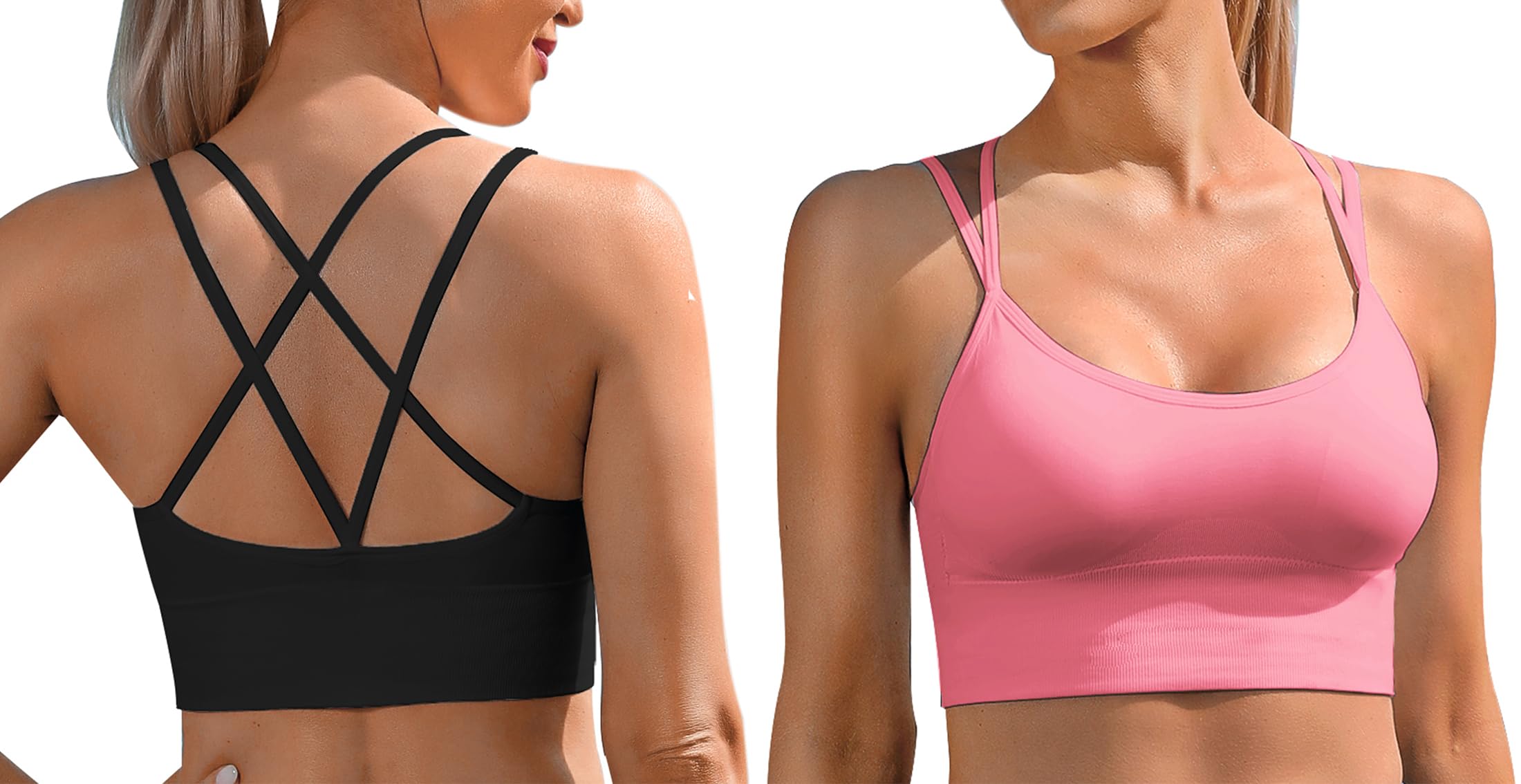 Sykooria 3 Pack Women's Strappy Sports Bra - Sexy Crisscross Yoga Running Gym Workout Tank Top - Perfect for Fitness, Yoga, Running & Athletic Activities