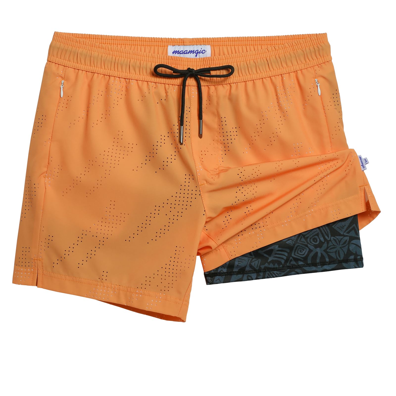 **Maamgic Men's Swim Trunks with Compression Liner – 5 Inch Inseam Quick Dry Board Shorts, Zipper Pockets – Perfect for Swimming, Beach, Pool & Water Sports**