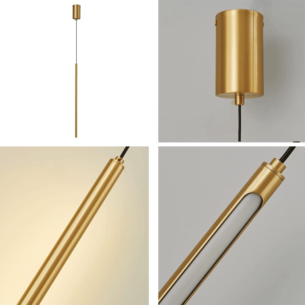 Gold Cylinder Lantern Long Tube Pendant Light - Single Head Acrylic Droplight with Anti-Rust Finish - Modern Ceiling Suspension Fixture for Living Room, Bedroom & Dining Room Lighting