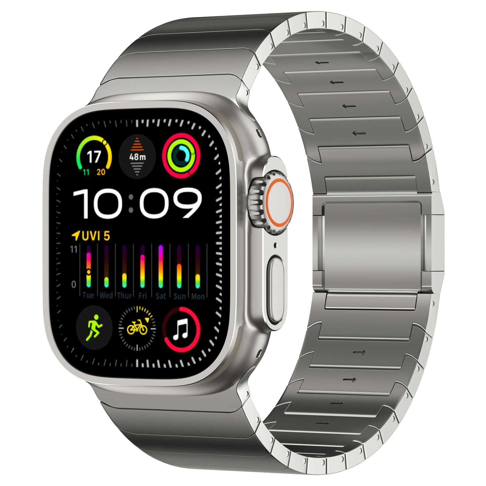 Premium Titanium Watch Band for Apple Watch Ultra 49mm/Ultra 2 49mm/Series 10 46mm - 22mm Adjustable Titanium Link Bracelet with Magnetic Clasp & DLC Coating | Durable, Lightweight & Stylish for Workouts, Business & Everyday Wear