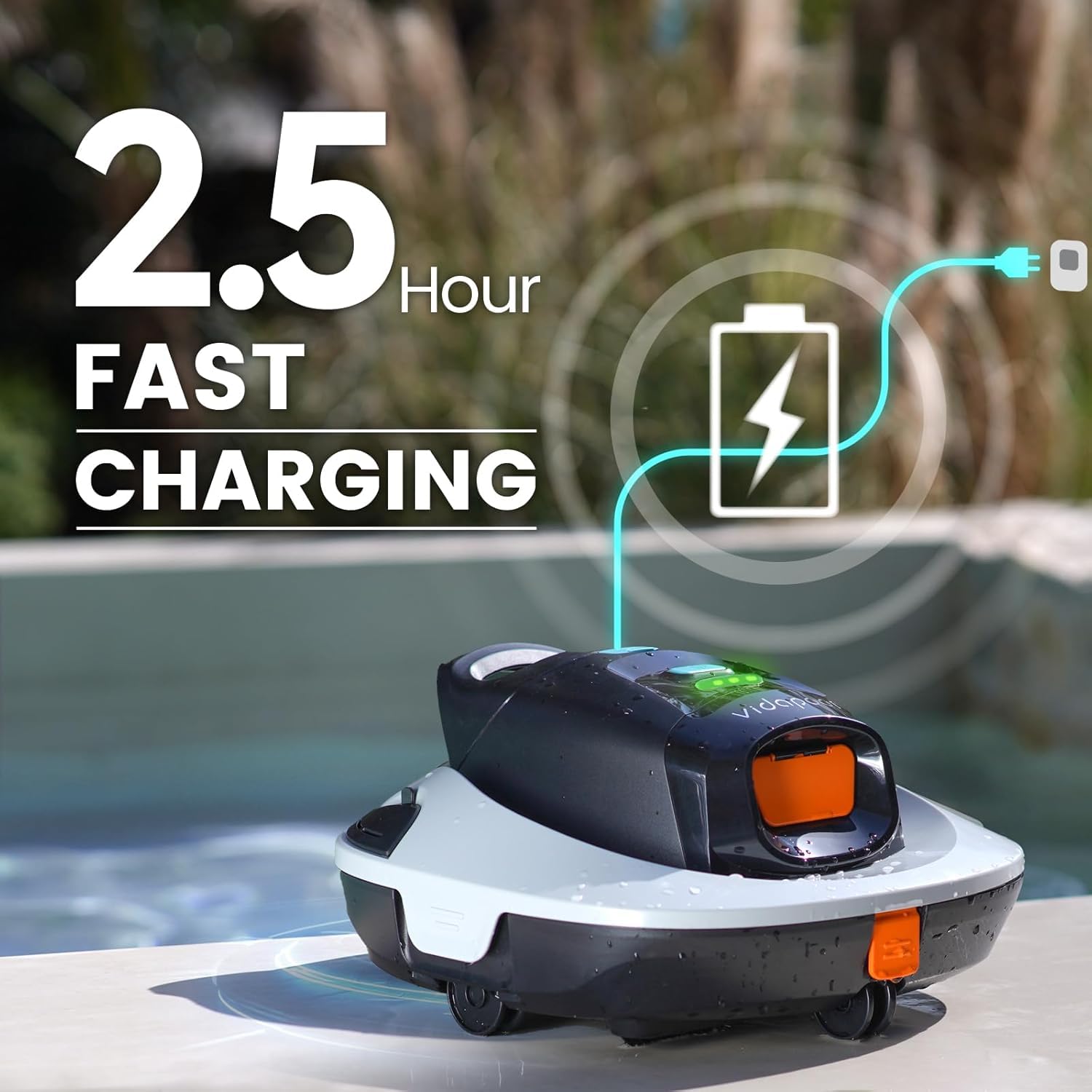 Cordless Robotic Pool Vacuum Cleaner with Self-Parking & LED Indicator | Portable Automatic Pool Cleaner for Above Ground/Flat Pools up to 860 Sq.Ft | 90 Min Runtime | White | Perfect for Weekly Pool Maintenance & Quick Cleaning