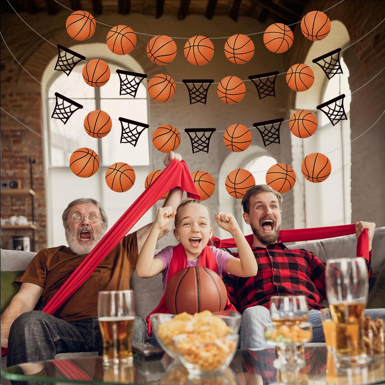 4-Piece Basketball Party Decorations Set - No DIY Basketball Banners, Sports Theme Garland for Slam Dunk Birthday Parties & Game Day Decorations - Perfect for Basketball Themed Celebrations, Game Nights & Sports Events