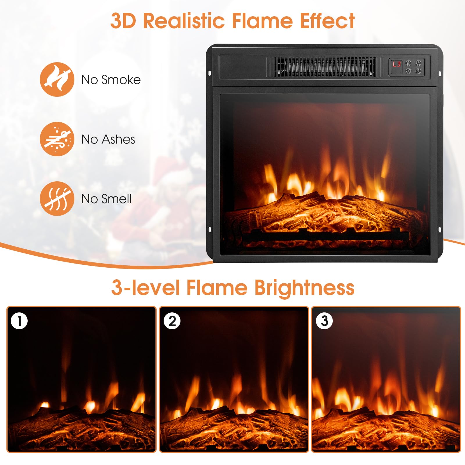 Tangkula 1400W 32 Inch Freestanding Electric Fireplace Heater with Mantel - Realistic 3D Flame Effect, Remote Control, Adjustable Thermostat, 6H Timer & Overheat Protection (Brown) - Perfect for Living Rooms, Bedrooms & Home Decor