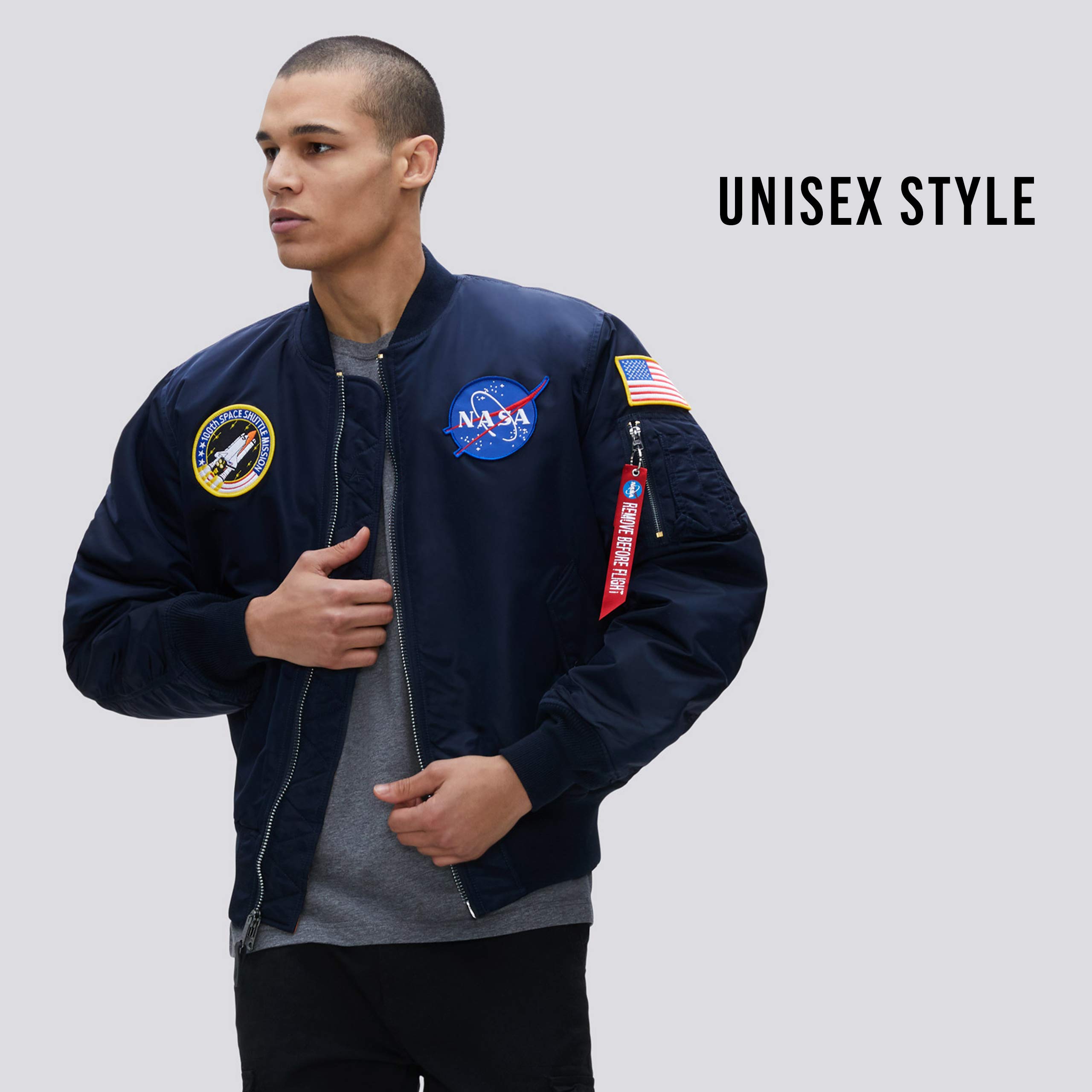 Alpha Industries MA-1 NASA Bomber Flight Jacket - Men's Military Pilot Jacket for Aviation Enthusiasts | Perfect for Casual Wear, Outdoor Adventures & Aviation-Themed Events
