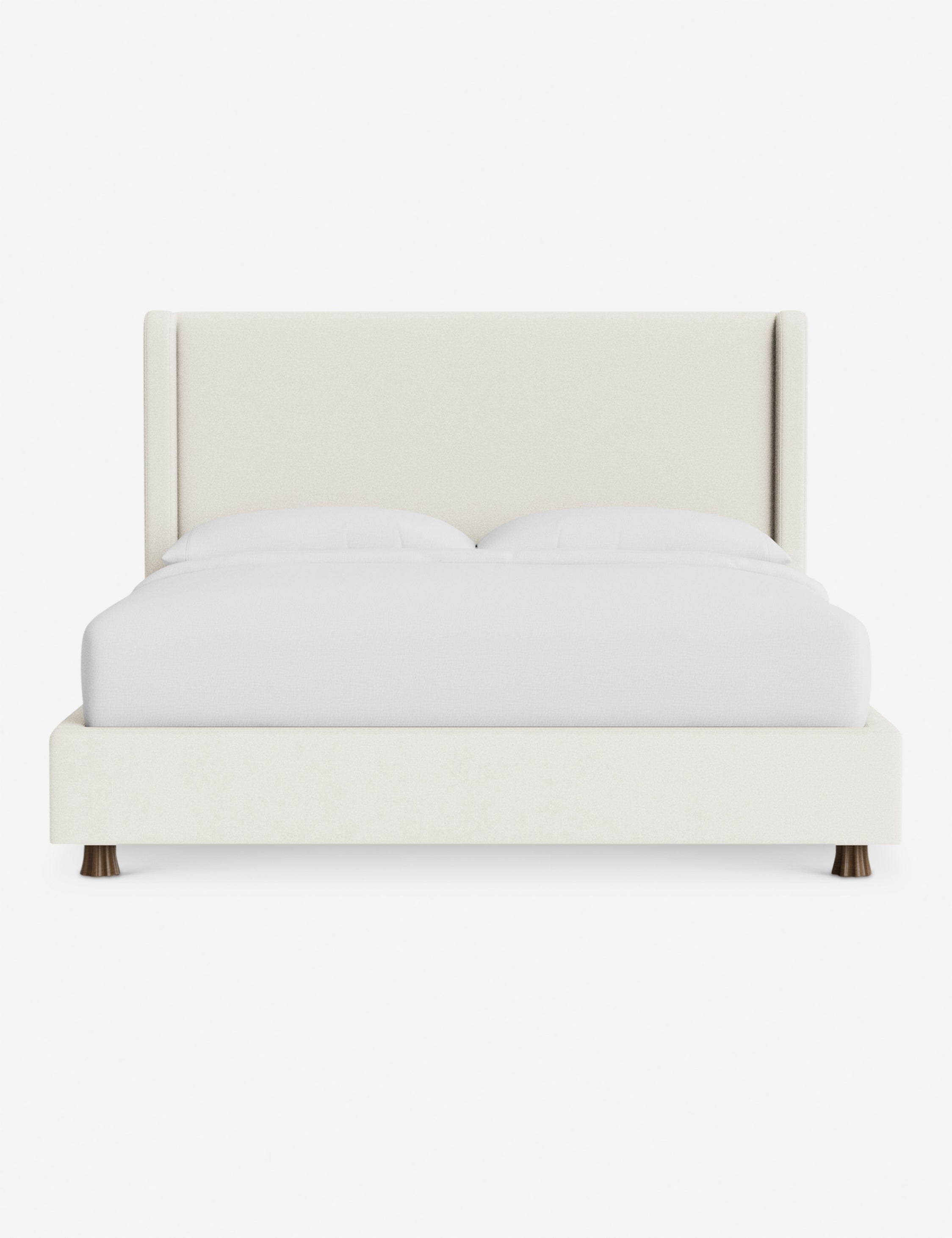 DOMINIQUE Platform Bed Frame by DISC Interiors - Modern Minimalist Wooden Bed with Upholstered Headboard | Perfect for Master Bedroom, Guest Room & Loft Apartments