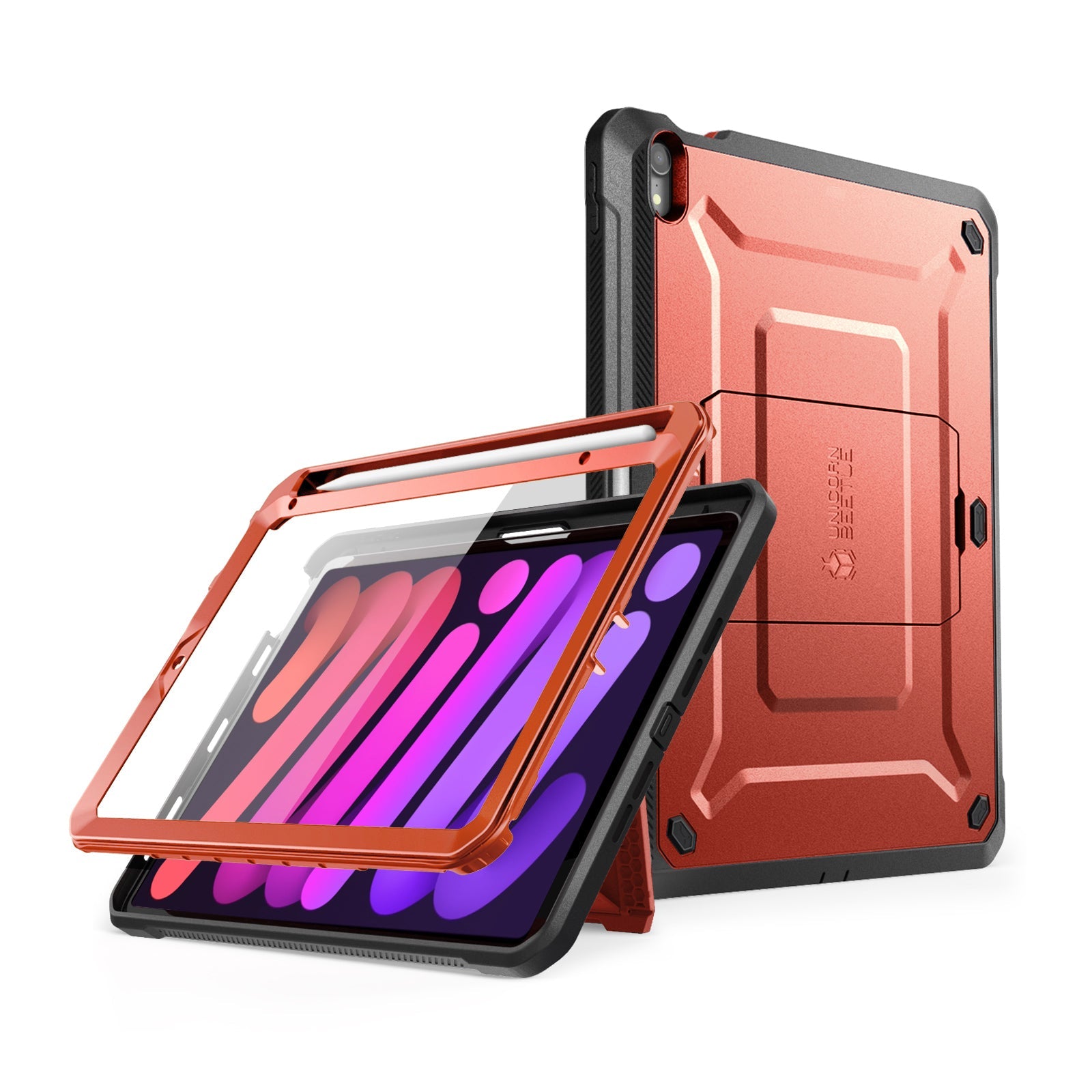 iPad Mini 6 Case - Unicorn Beetle PRO Shockproof Rugged Cover with Built-in Screen Protector | Open Box Metallic Red | Perfect for Outdoor Adventures, Travel & Daily Protection