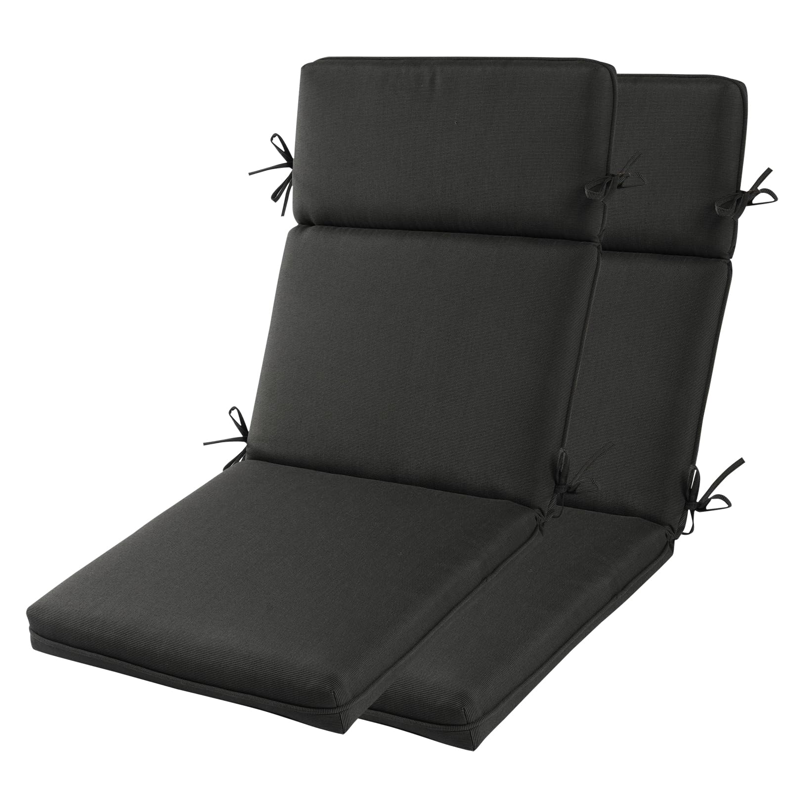 Premium Outdoor/Indoor Adirondack Chair Cushions Set of 2 - High Back Patio Furniture Replacement Cushions, Waterproof & UV Resistant (Black) - Perfect for Deck, Porch, Garden and Poolside Relaxation