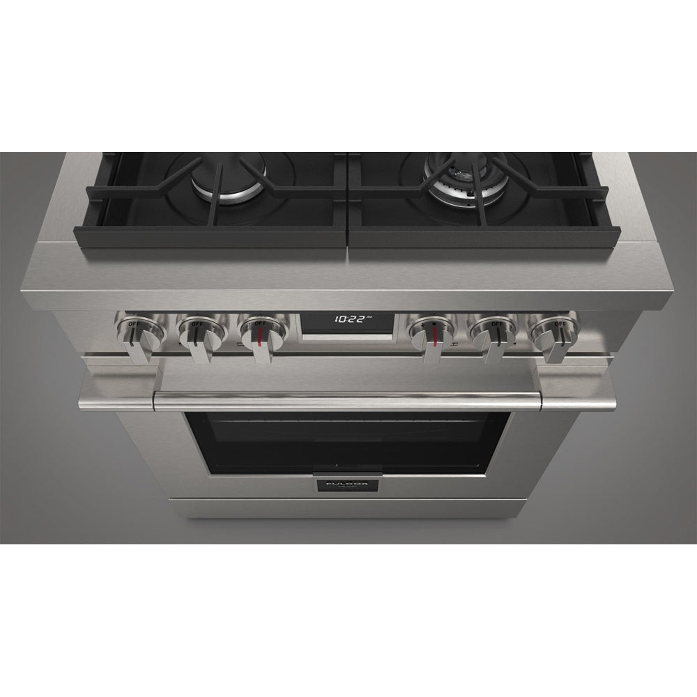 Fulgor Milano 30-inch 400 Series Accento Dual Fuel Range - Stainless Steel (F4PDF304S1) | Professional Gas & Electric Stove for Modern Kitchens
