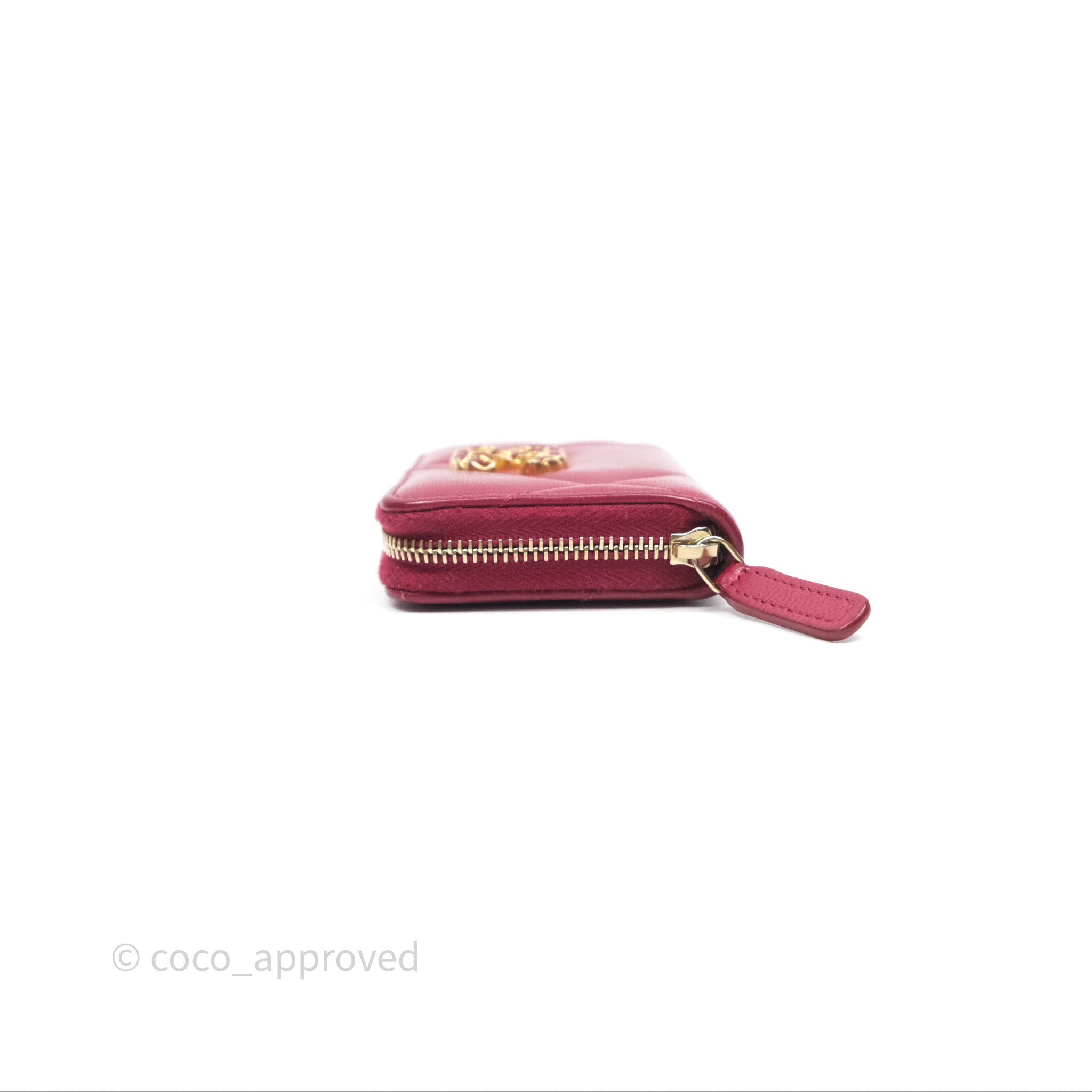 Chanel 19 Zip Card Holder in Pink Lambskin with Gold Hardware - Luxury Compact Wallet for Everyday Use & Travel Essentials