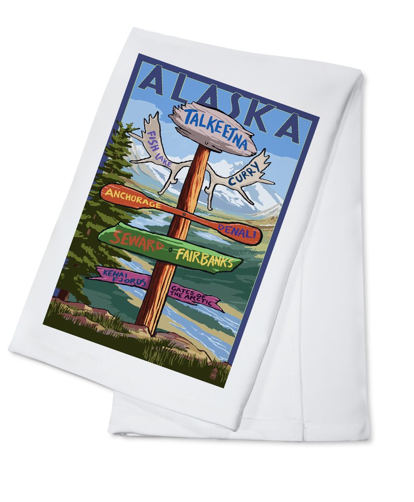 Talkeetna Alaska Sign Cotton Tea Towel - 100% Cotton Decorative Hand Towel for Kitchen & Home Decor - Perfect for Gifts, Travel Souvenirs & Farmhouse Style