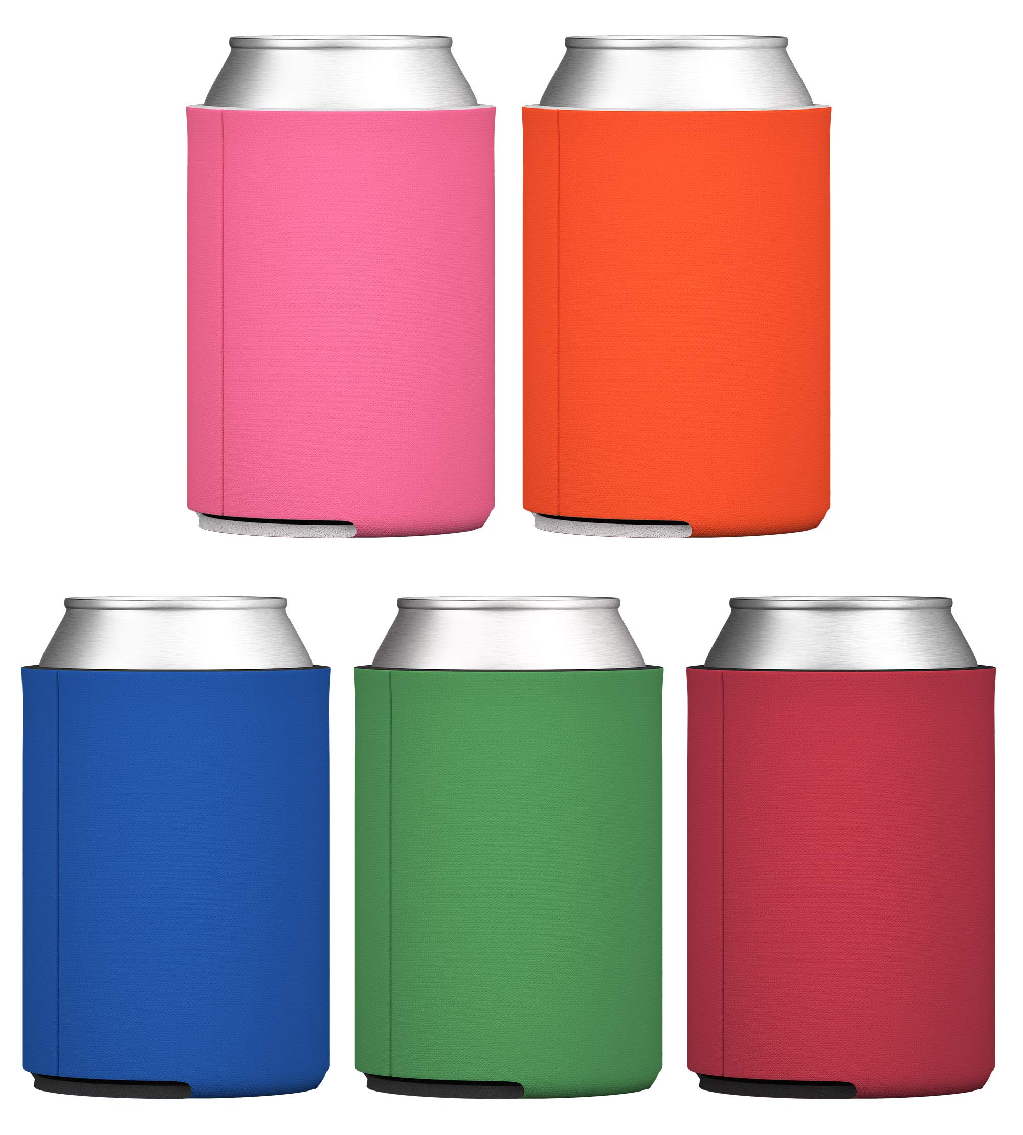 TahoeBay 5-Pack Insulated Blank Can Cooler Sleeves for Soda, Beer & Water Bottles - Soft Multicolor Neoprene Koozies for HTV Vinyl Projects, Wedding Favors, Party Gifts & Outdoor Events - Perfect for BBQs, Picnics & Tailgating
