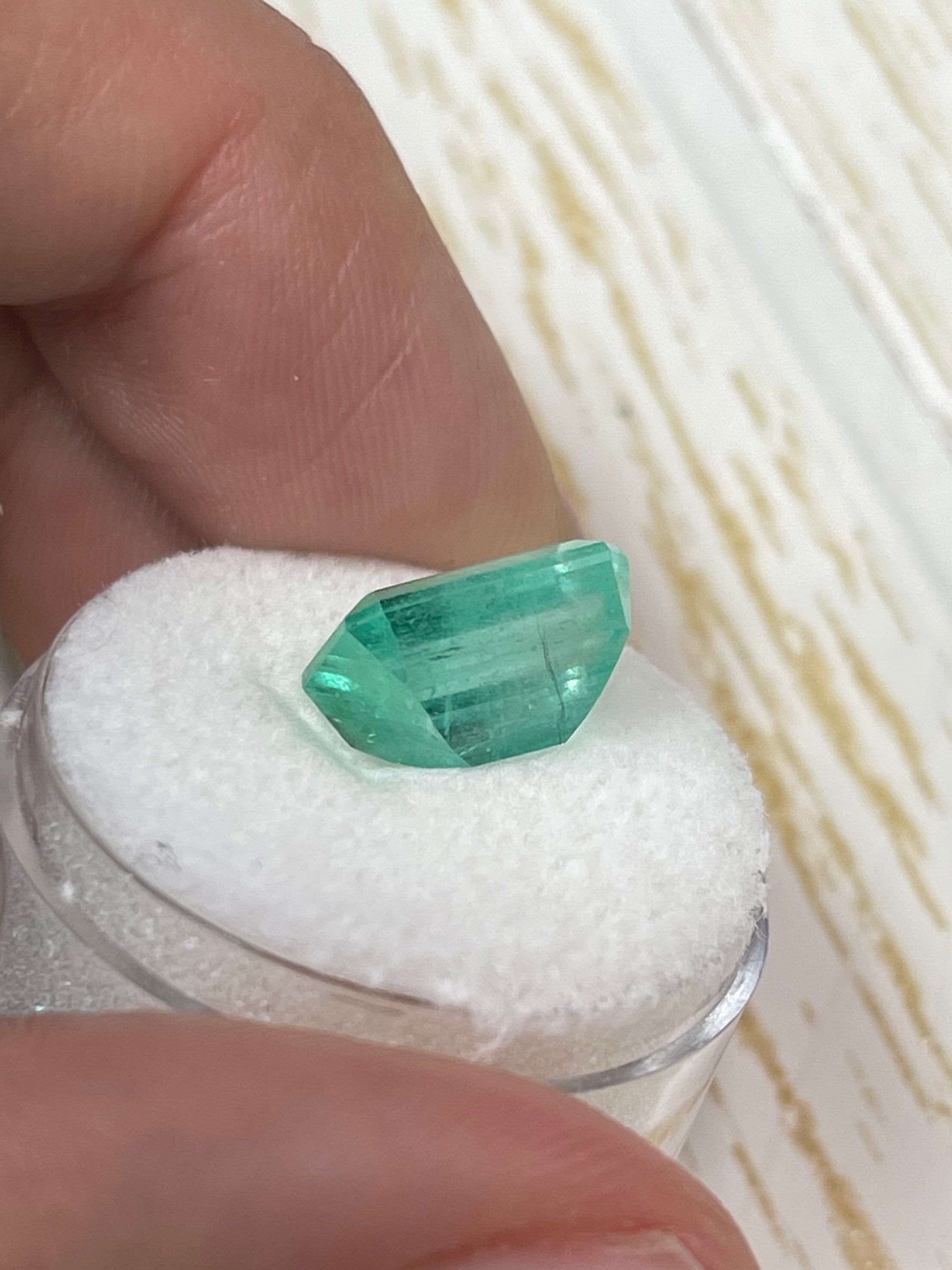 5.55 Carat 12x8mm Pastel Green Natural Loose Colombian Emerald Gemstone - Emerald Cut for Jewelry Making, Engagement Rings & Luxury Gifts