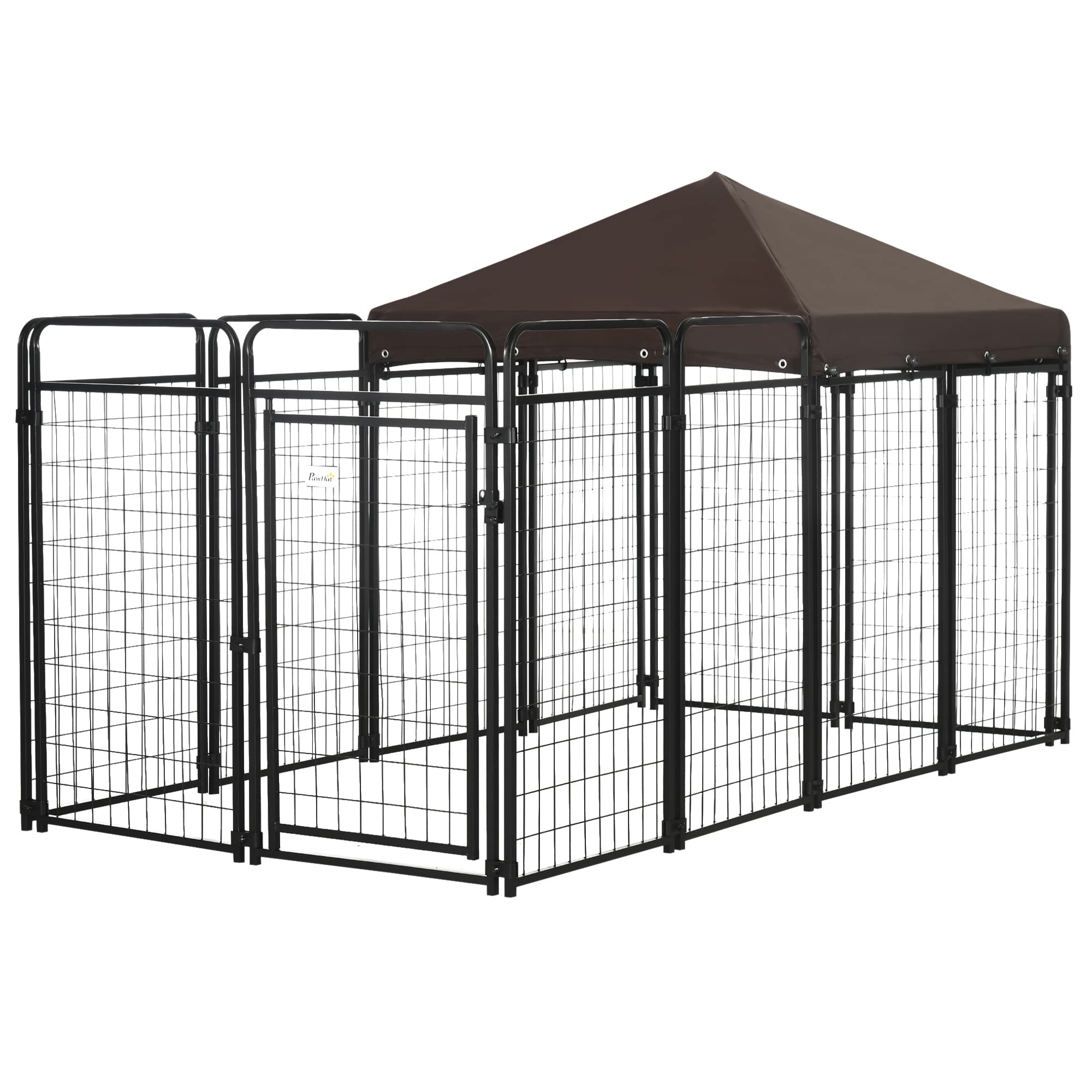 PawHut 9.3' x 4.6' x 5.2' Outdoor Dog Kennel with Waterproof Canopy - Galvanized Chain Link Dog Run with Secure Lock for Large & Medium Dogs - Perfect for Backyard, Patio & Garden Use