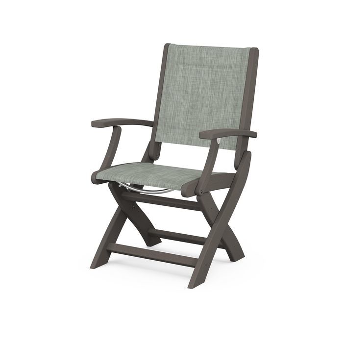 POLYWOOD Coastal Folding Chair - Durable Outdoor Furniture for Patio, Beach & Poolside - Weather-Resistant Adirondack Style Chair with Cup Holder