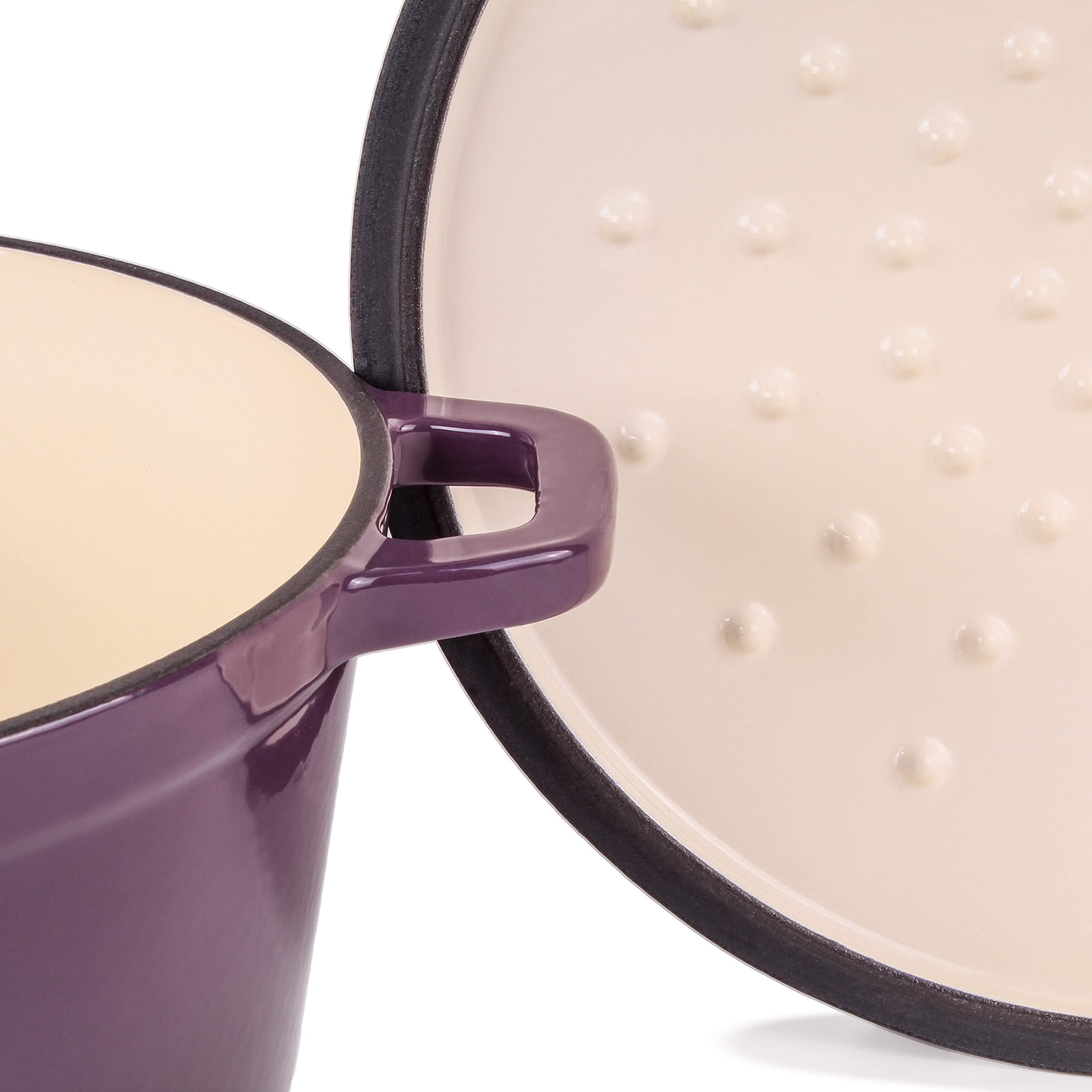 BergHOFF Neo Cast Iron Stockpot with Lid, 7-Quart, Purple – Durable Dutch Oven for Soups, Stews & Braising – Perfect for Stovetop & Oven Cooking