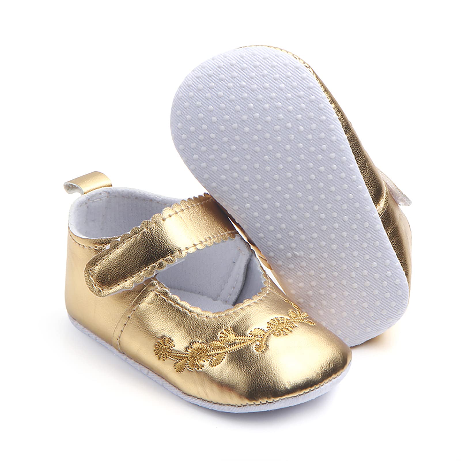 **Soft Princess Baby Shoes for Boys & Girls - Gold Toddler Walkers (12-15 Months) - Perfect for First Steps, Parties & Special Occasions**