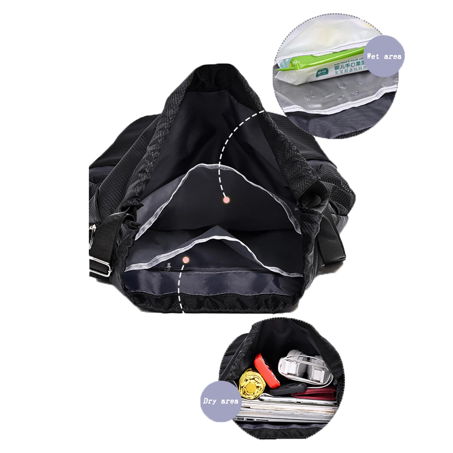 Waterproof Drawstring Gym Backpack with Shoe Compartment & Wet Pocket - 20L Lightweight Sports Bag for Men & Women - Perfect for Soccer, Basketball, Swimming, Beach, Travel & Workout (Black)