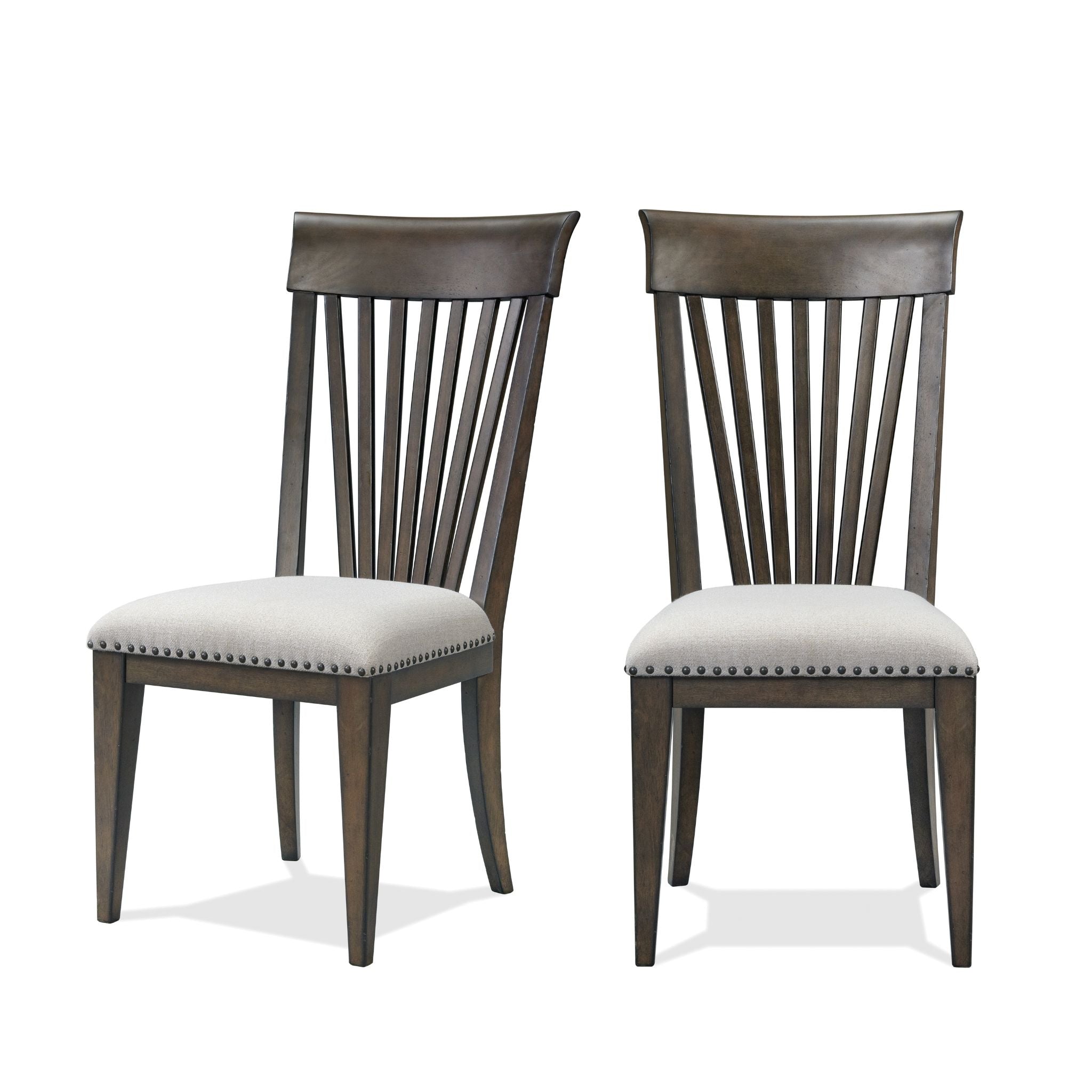 Roundhill Furniture Grant Nailhead Trim Upholstered Dining Chairs - Beige Set of 2 - Elegant Modern Dining Room Chairs for Kitchen, Restaurant & Home Decor