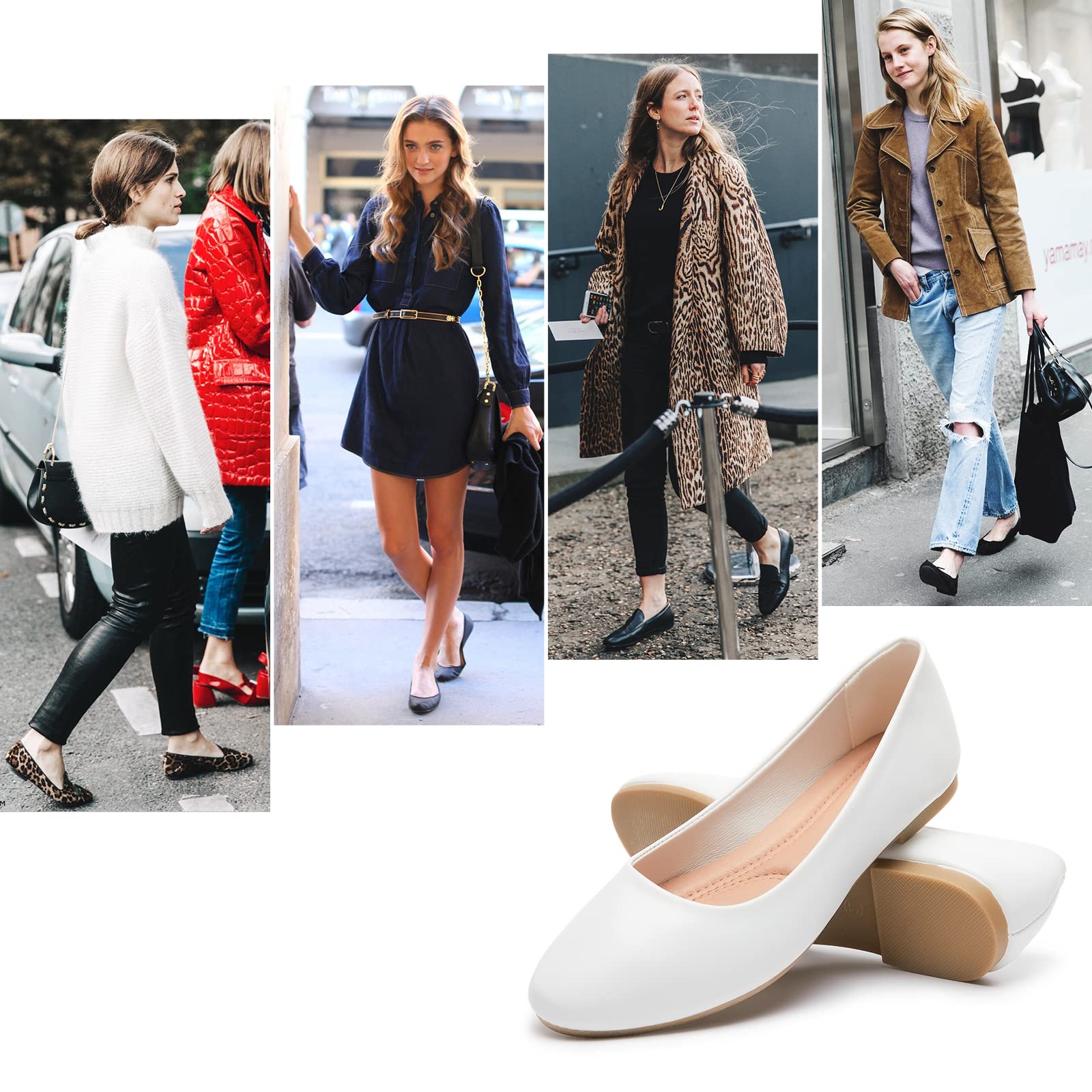 Hash Bubbie Women's Ballet Flats - Comfortable PU Leather Slip-On Dress Shoes for Women | Perfect for Work, Office & Casual Outfits