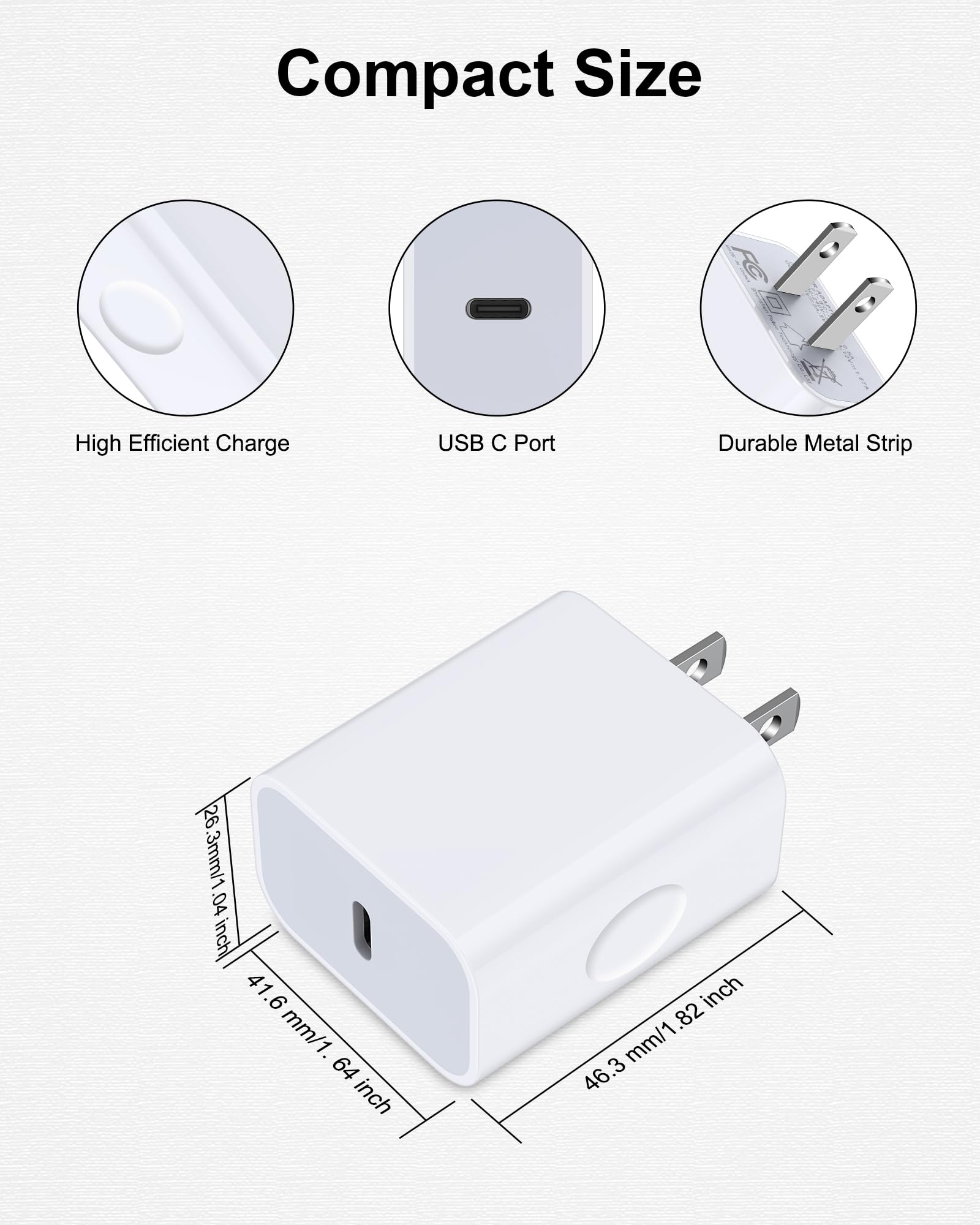 20W USB C Fast Charger Block - PD 3.0 Type C Power Adapter Wall Plug for iPhone 16/15 Pro/15/14/13/12/11 & iPad Pro/Air - Quick Charge for Home, Office & Travel